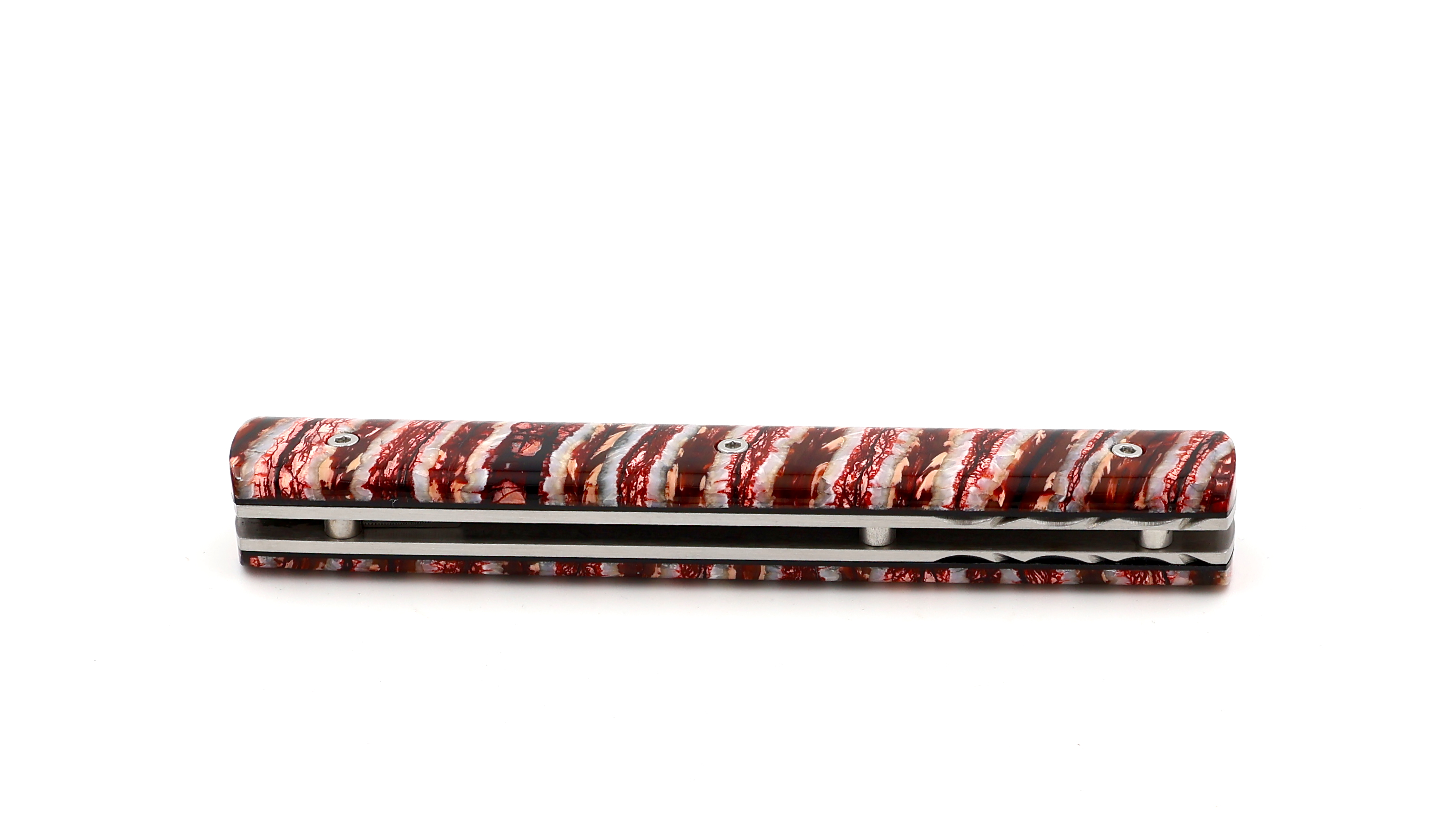 PERCEVAL Le Francais red Mammoth tusk with guillochage damascus blade