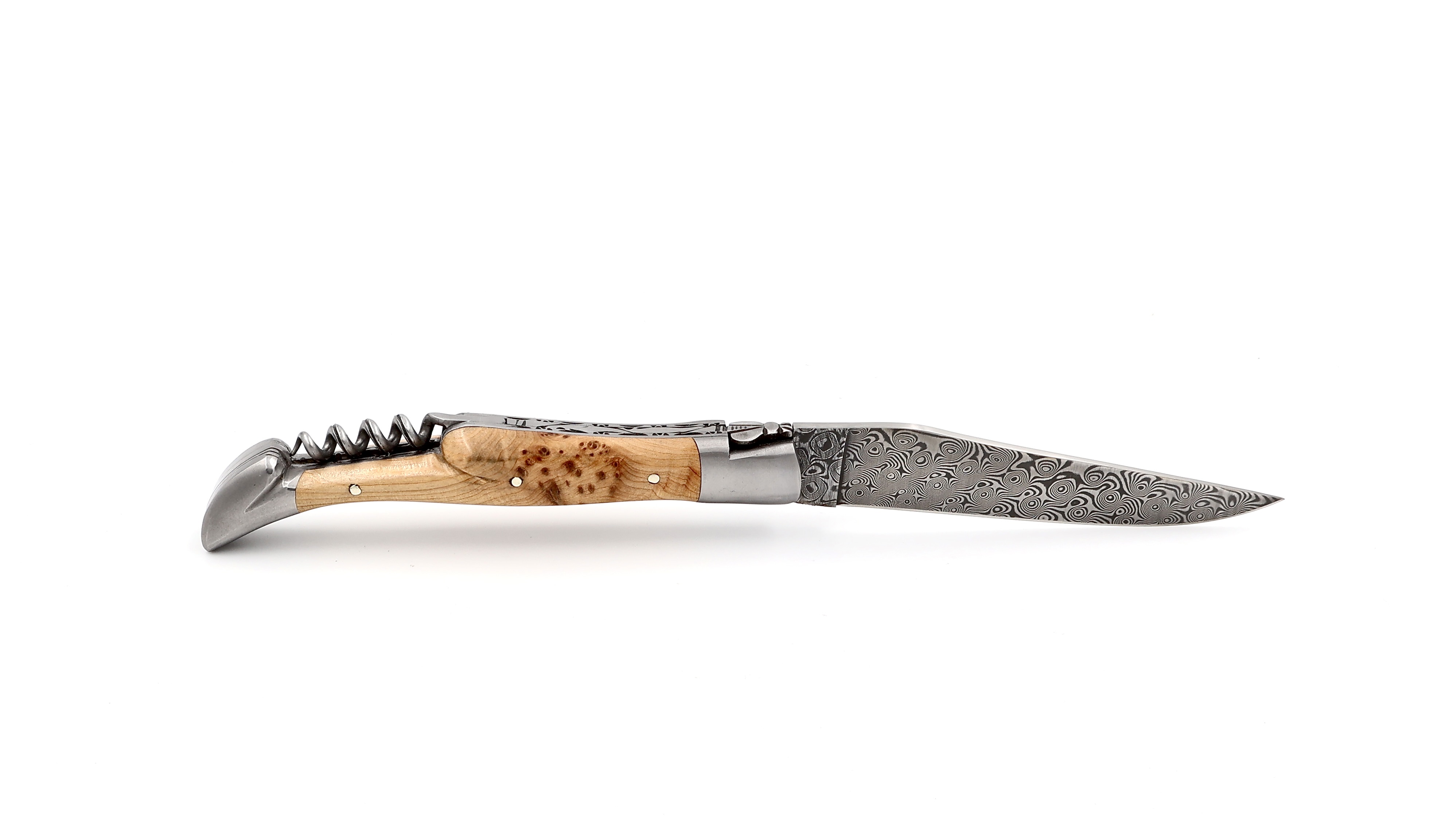 Laguiole en Aubrac  DSC® rostfreier Rosendamast Wacholder Doppelplatine Korkenzieher 12 cm  
