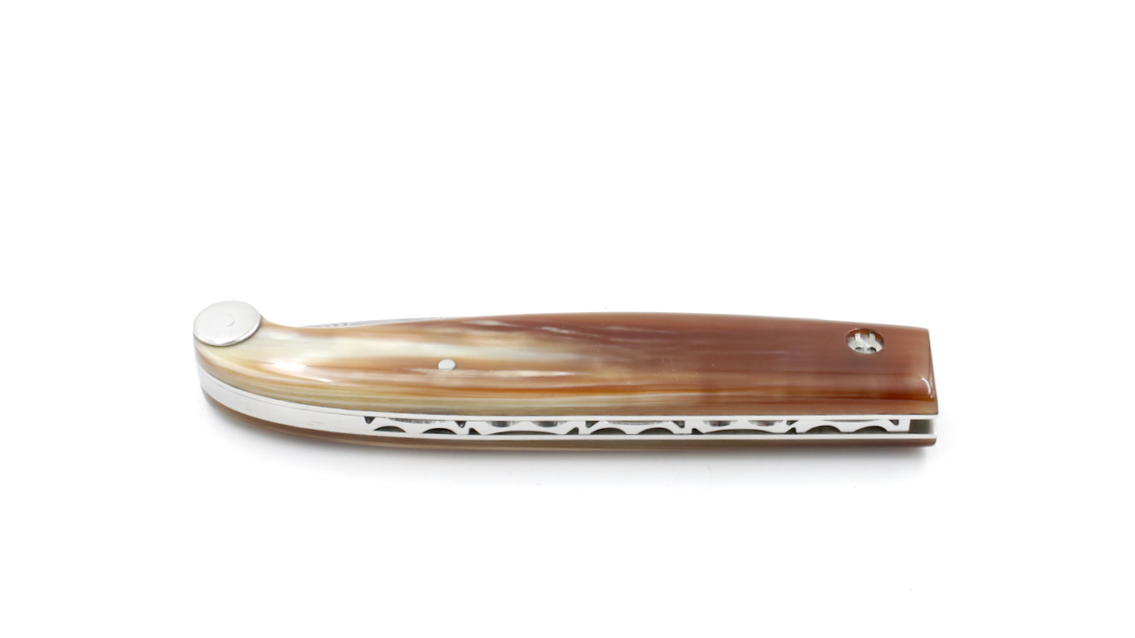 Saladini knife TRE PIANELLE horn tip damascus