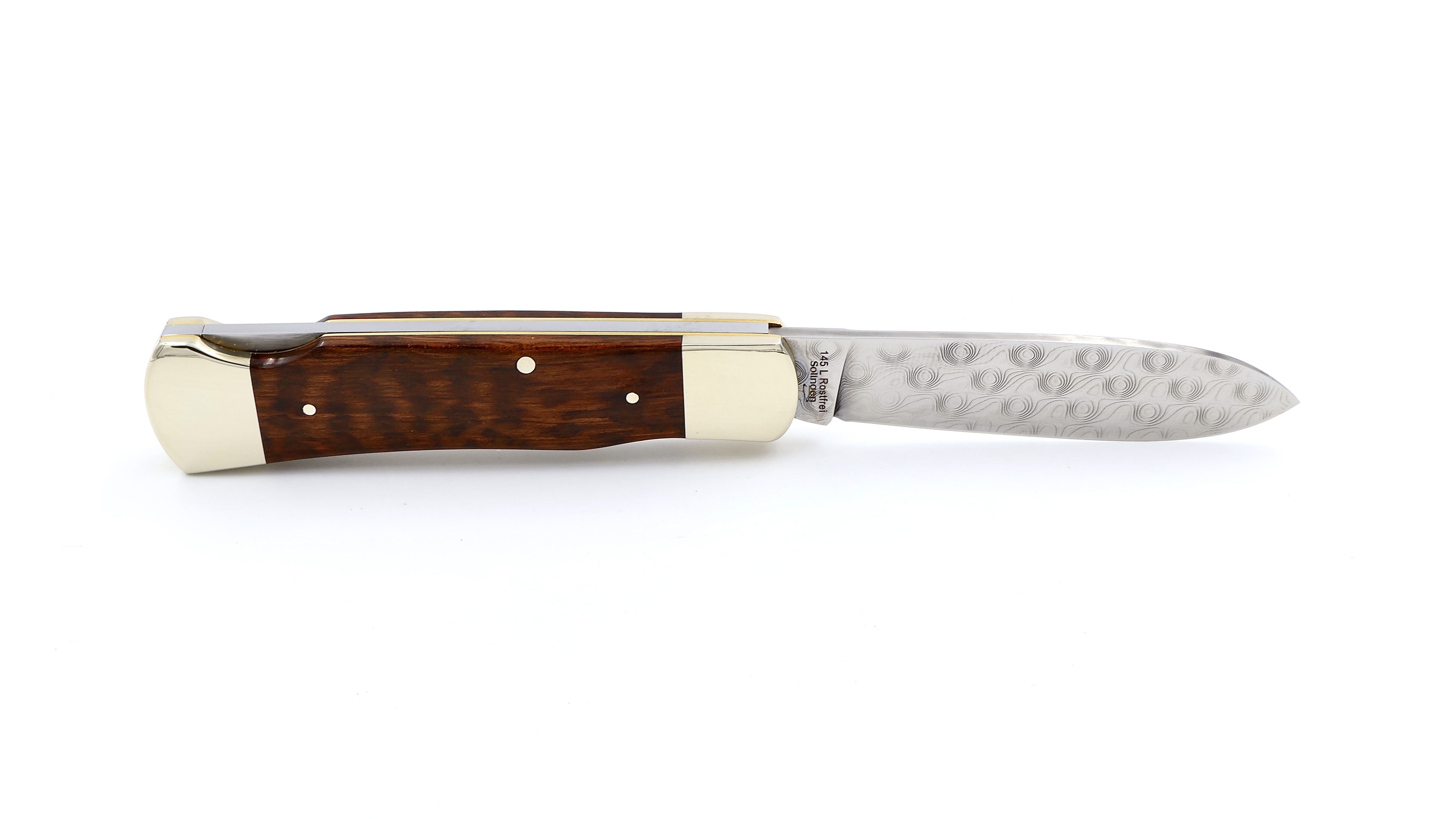 Hartkopf pocketknife snakewood with damascus blade backlock