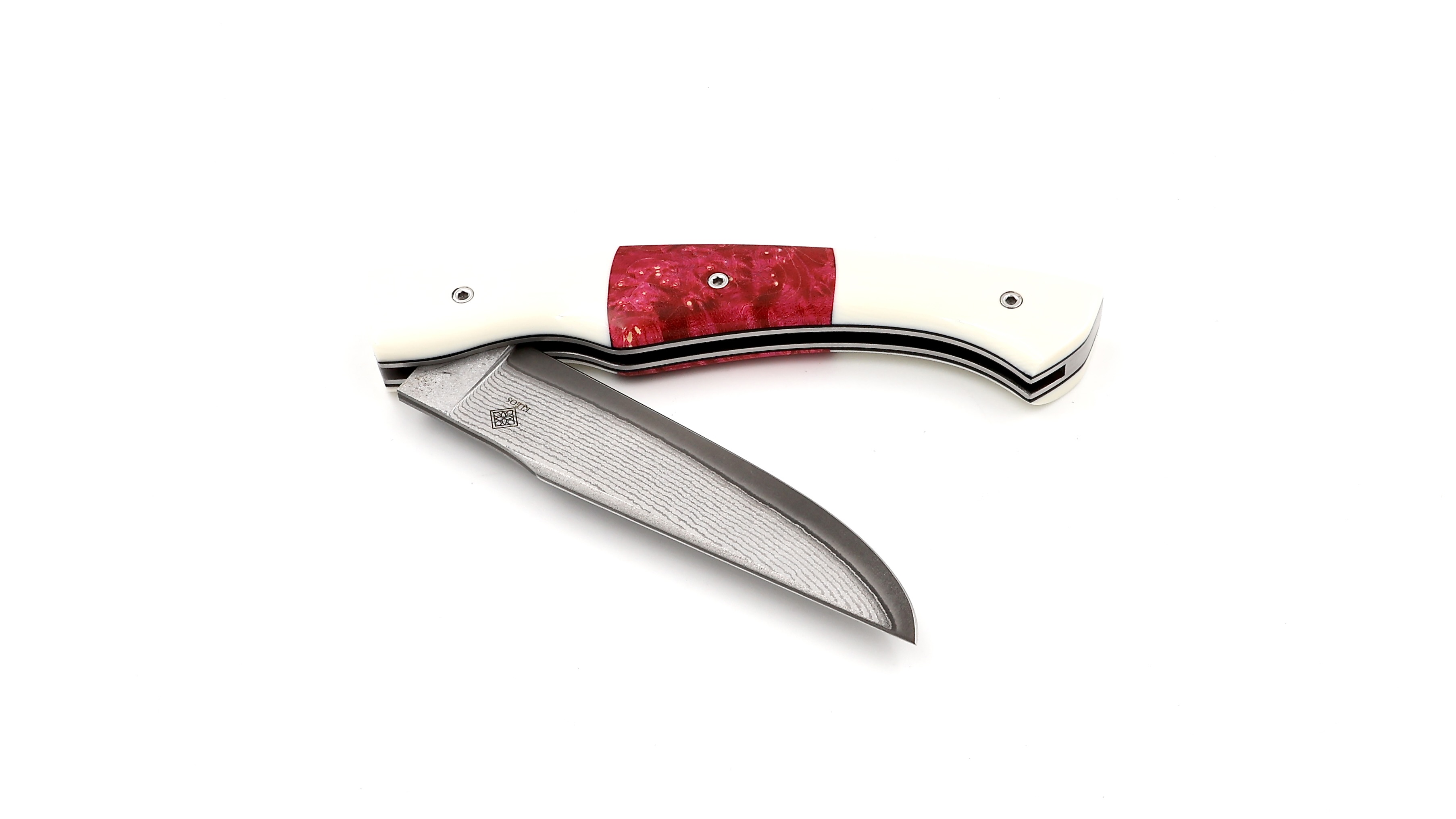 KLEOS folding knife LYKOS elforyn and poplar burlwood VG10 suminagashi damascus