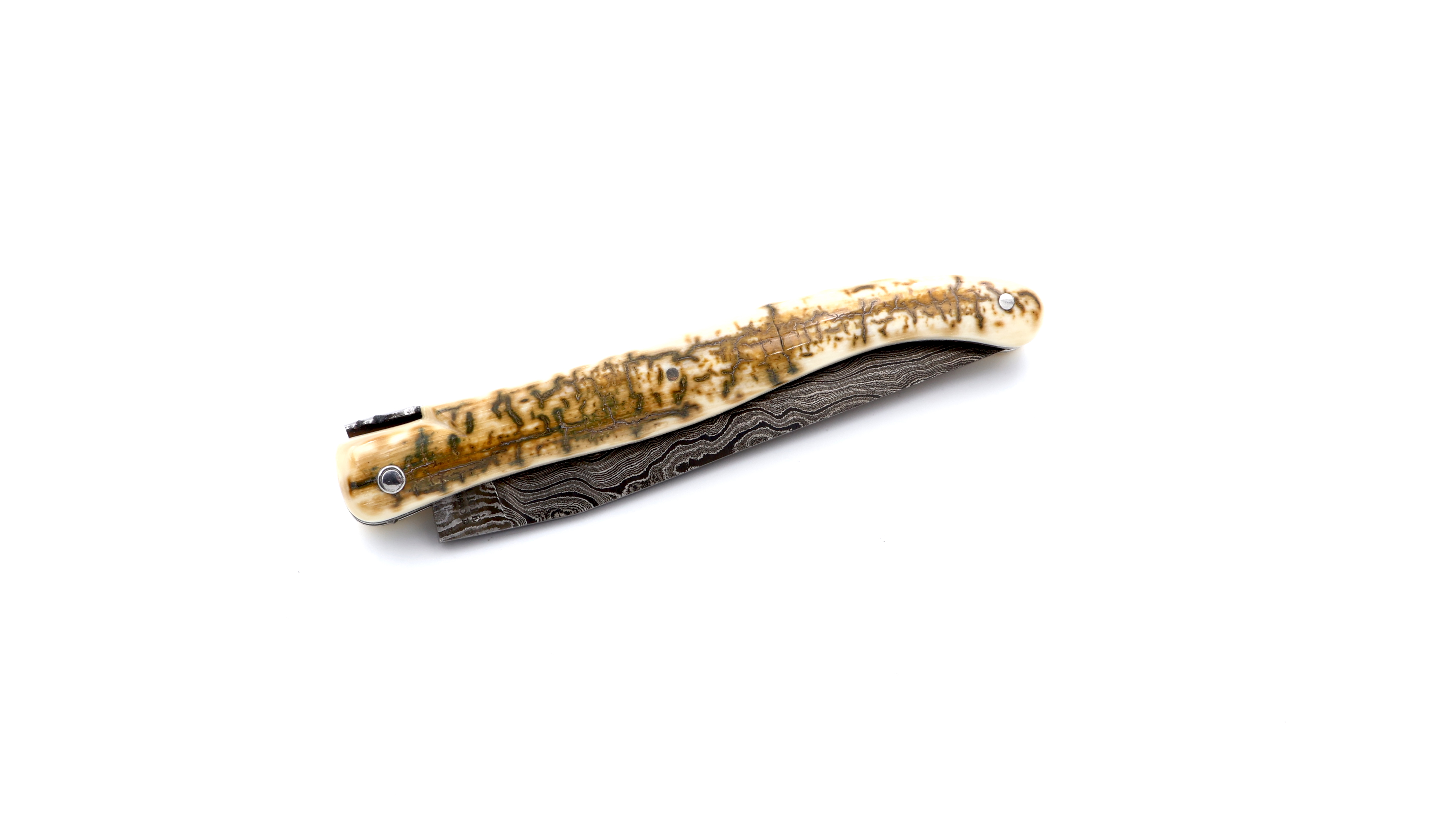 Laguiole en Aubrac Damast Mammutelfenbein Kruste massiv Doppelplatinen 12 cm