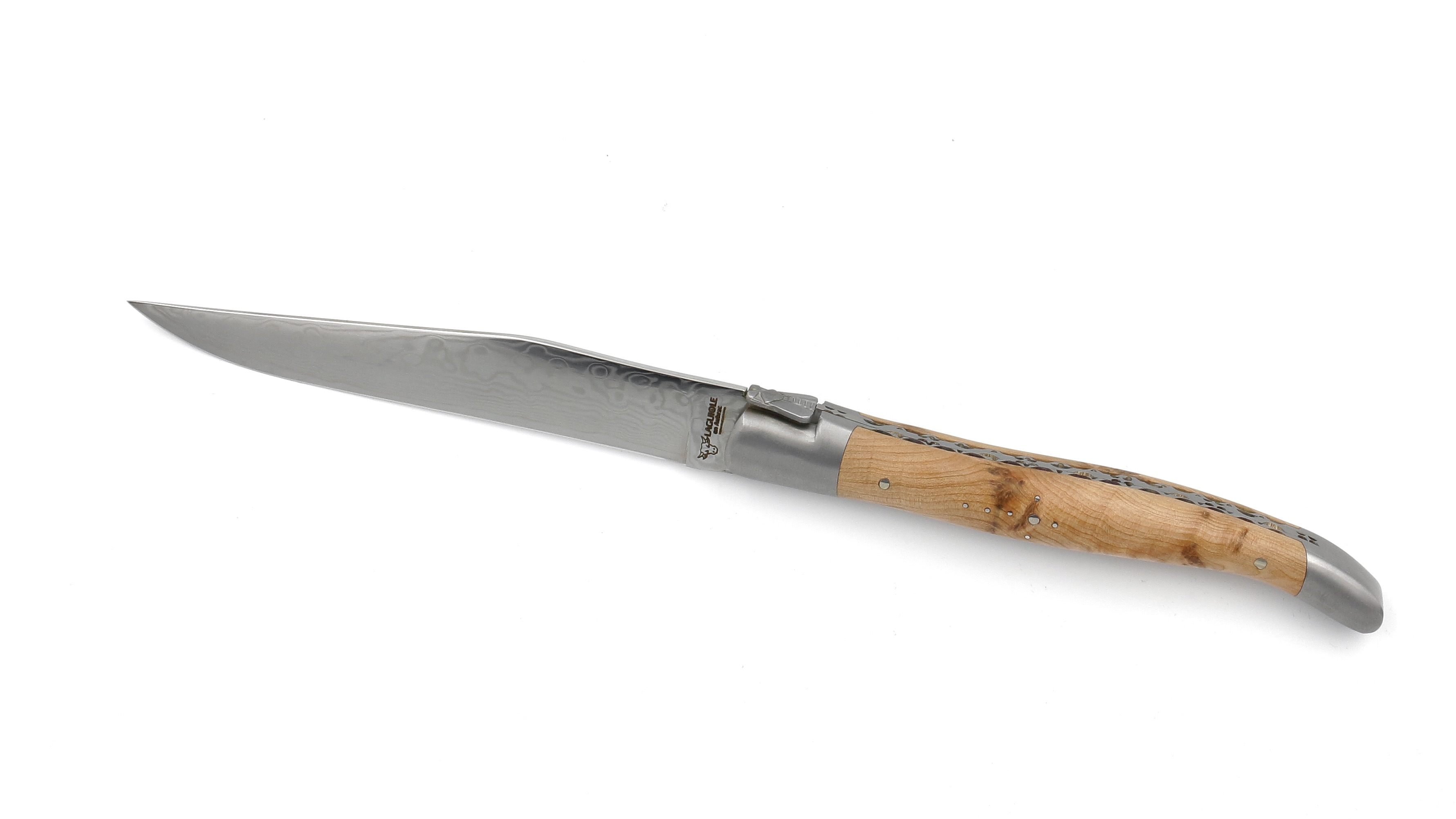 Laguiole en Aubrac Laguiole Steakmesser Wacholder mit VG10 Damastklinge Set 2-tlg.
