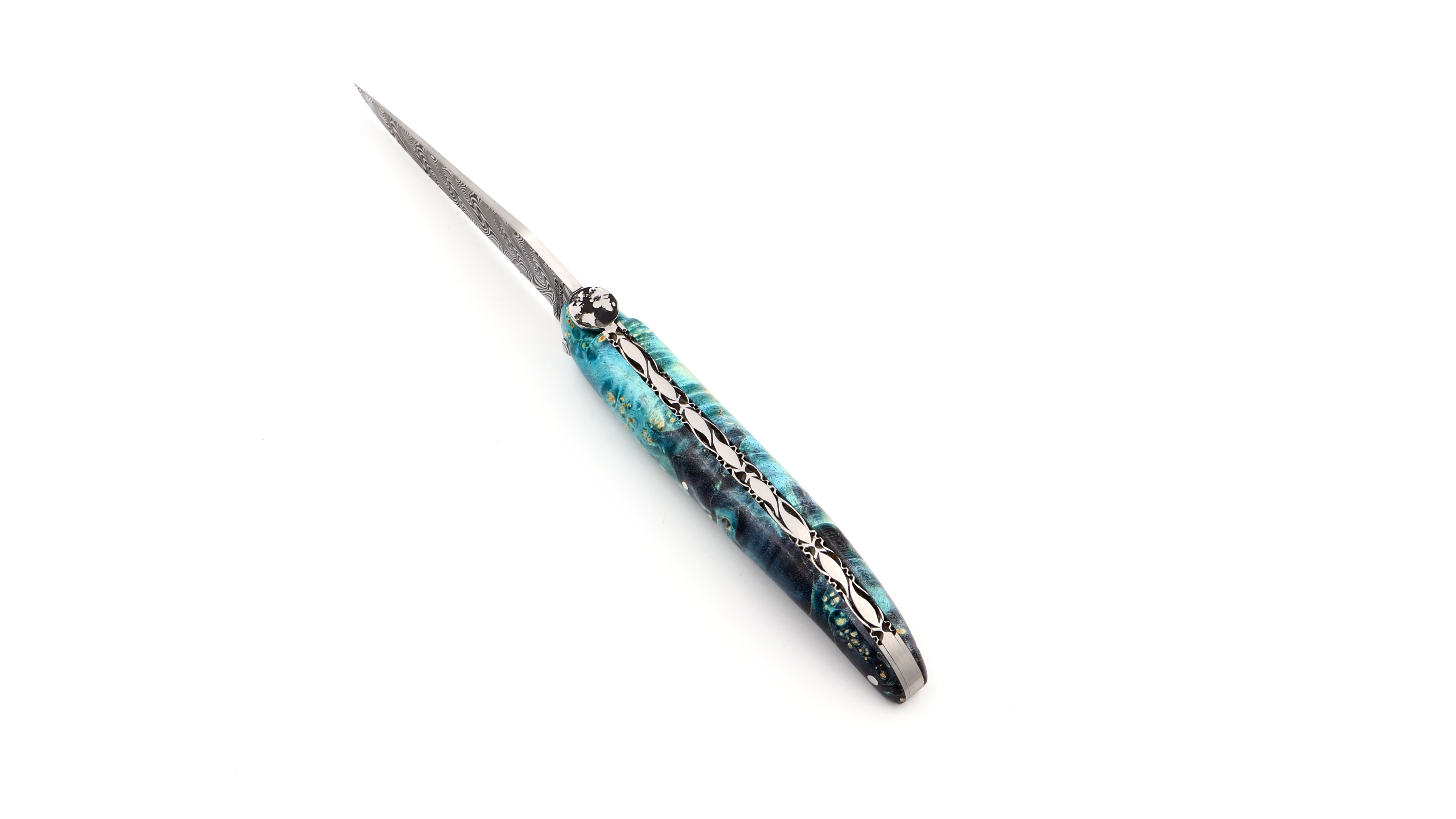 Laguiole en Aubrac Laguiole elder burl with EARTH bee DSC® Carbon damascus 12 cm