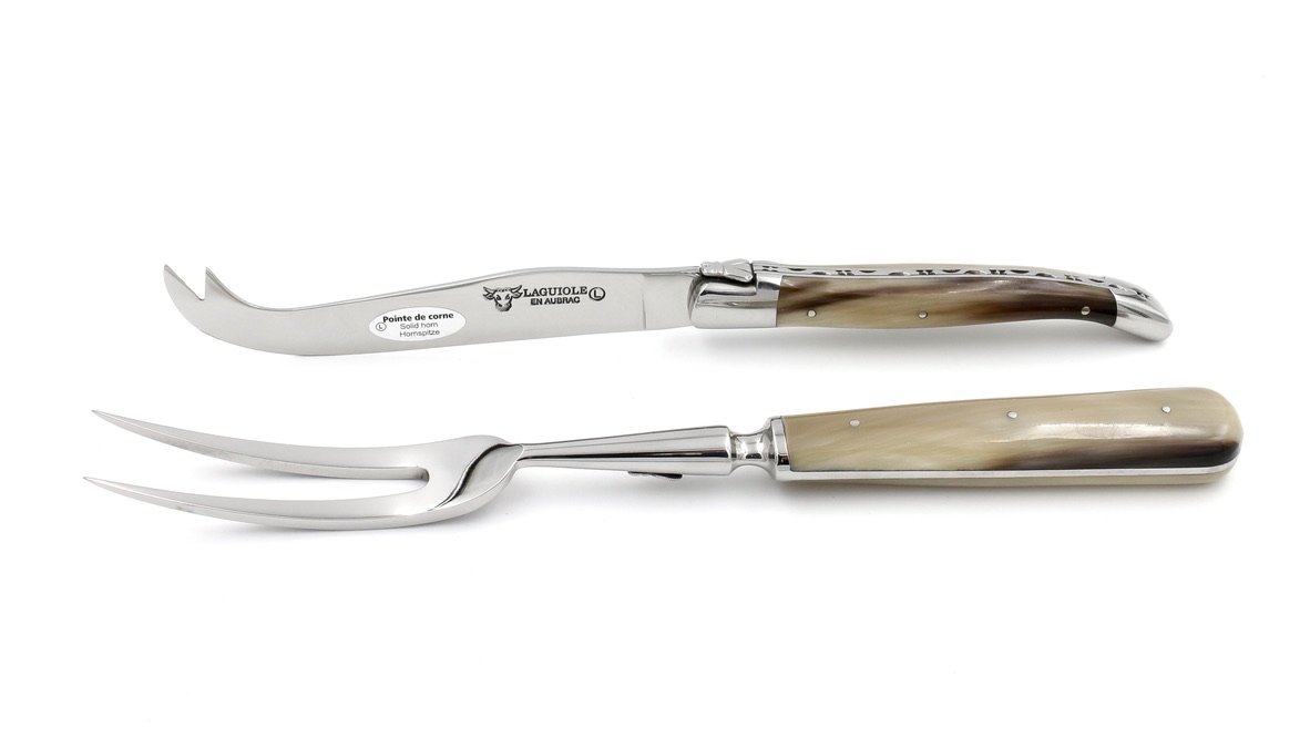 Laguiole en Aubrac Laguiole Käsebesteck 2-teilig Hornspitze