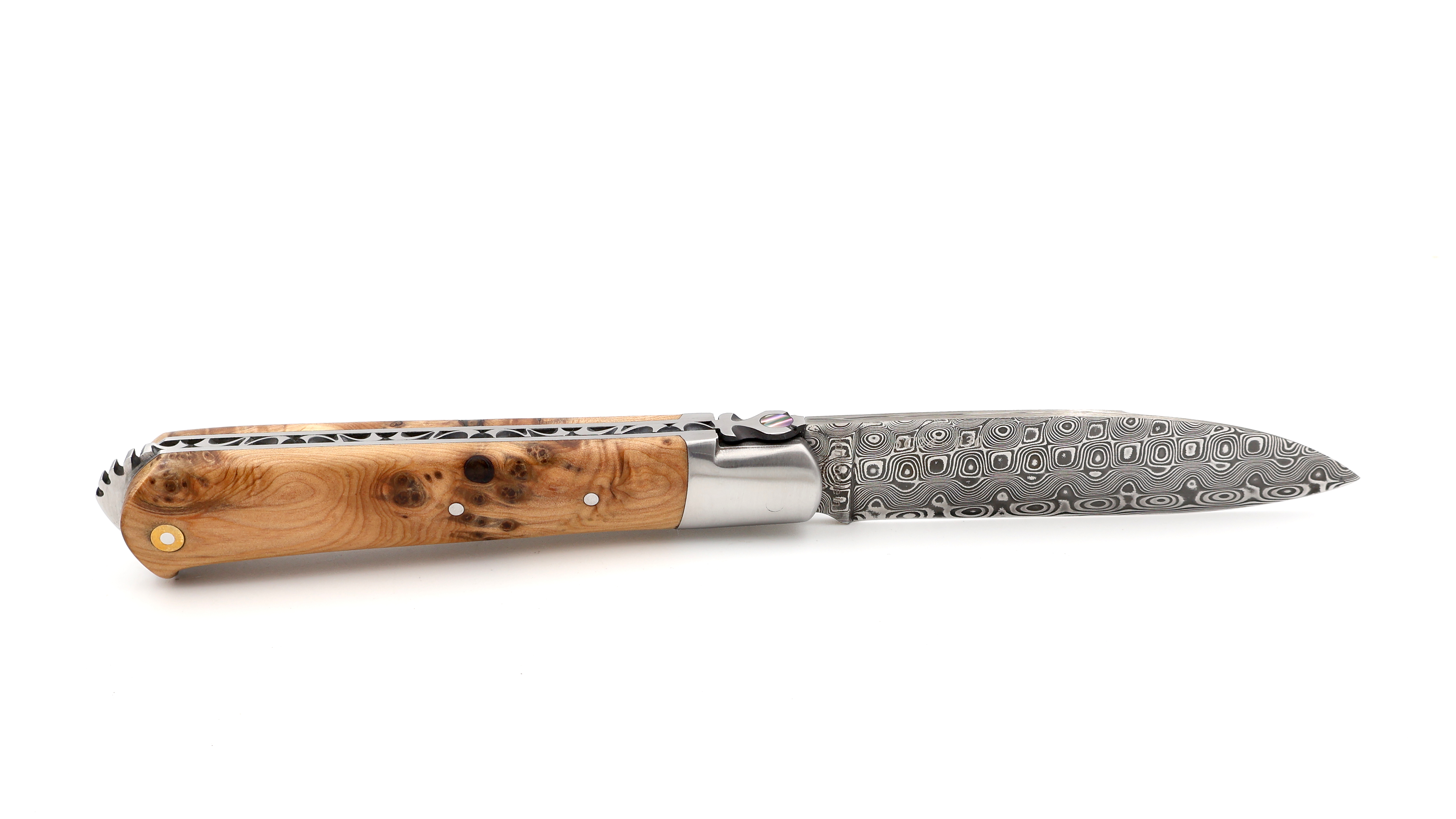 Fontenille Pataud 5 Coqs knife juniper rose damascus