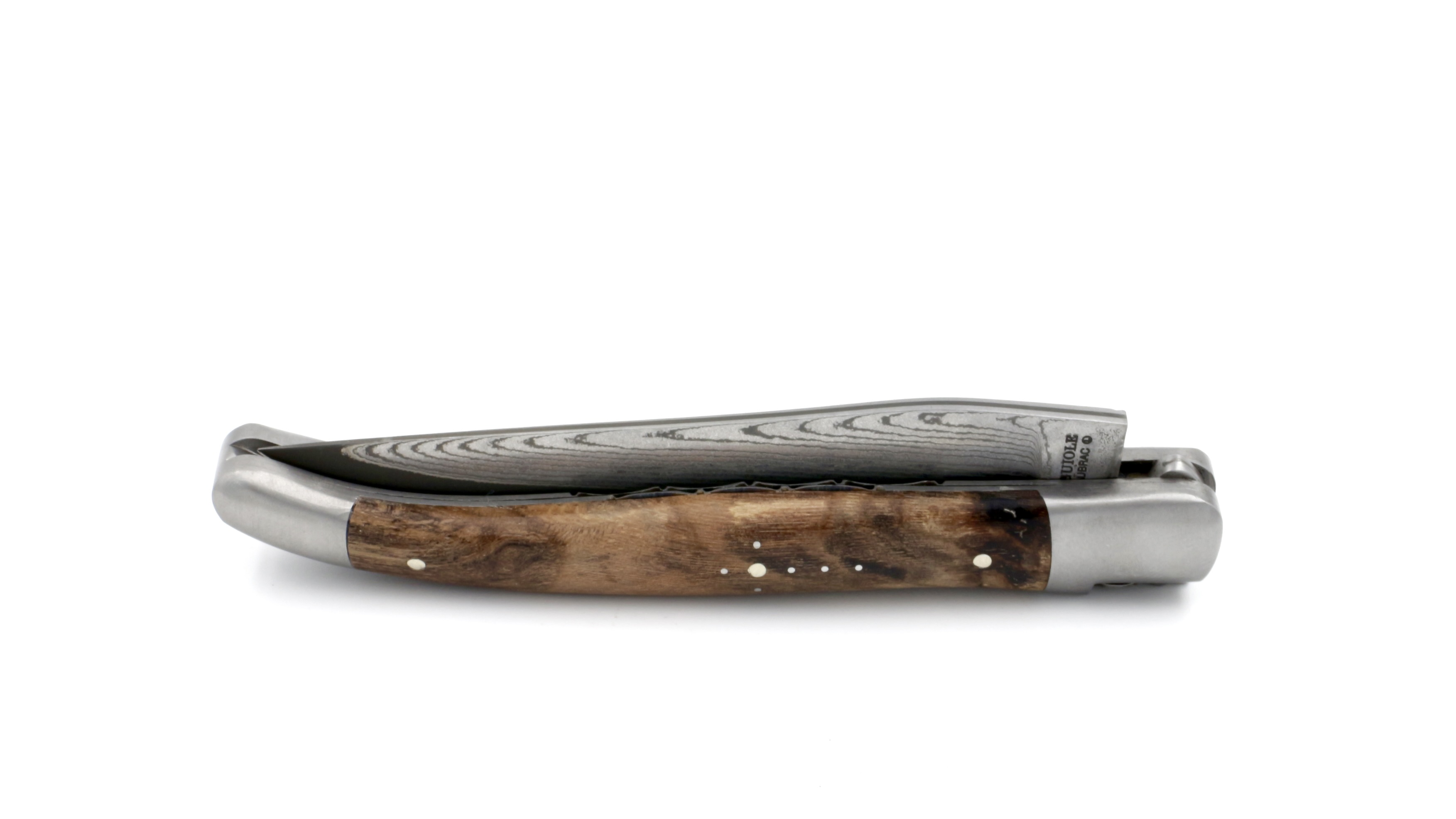 Laguiole en Aubrac double plate knife jap. damascus grape vine  12 cm