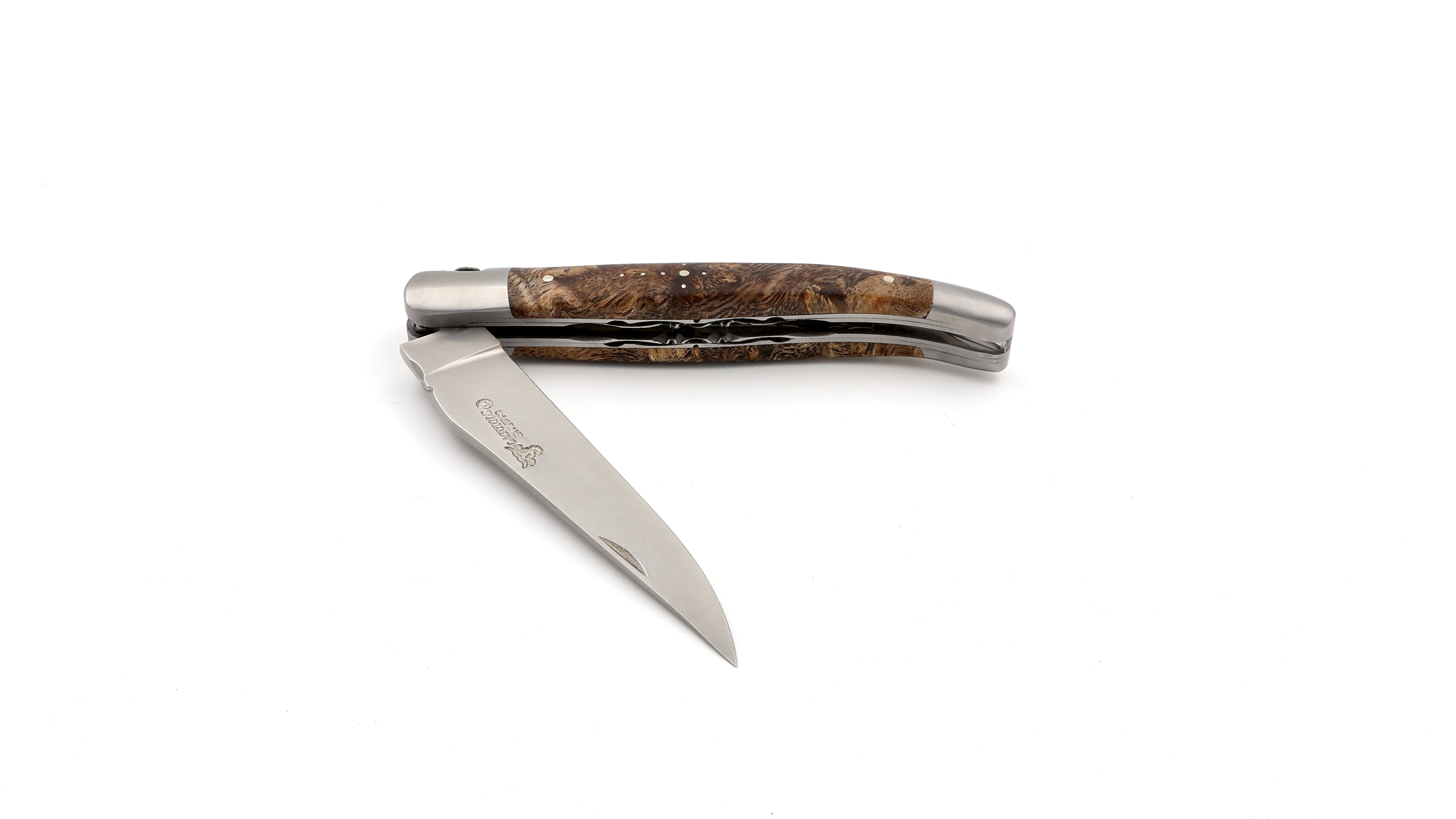 Laguiole en Aubrac doubleplate knife albizia wood 12 cm