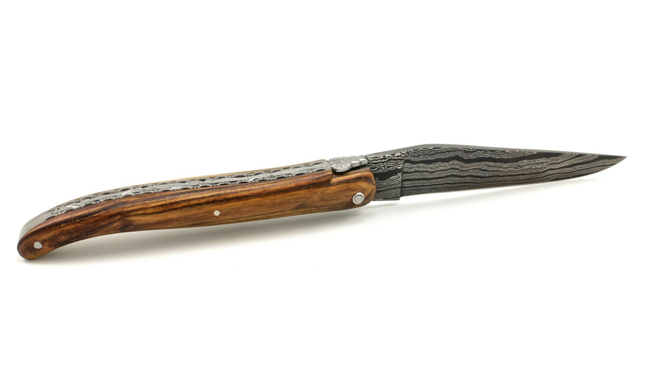 Laguiole en Aubrac Damast Pistazie massiv Doppelplatine 12 cm