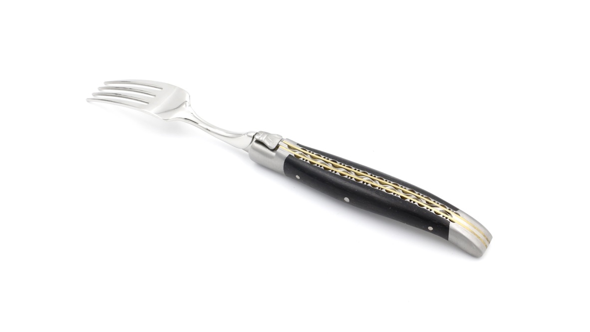 Laguiole en Aubrac Laguiole Fork doubleplate set of 4 ebony matt