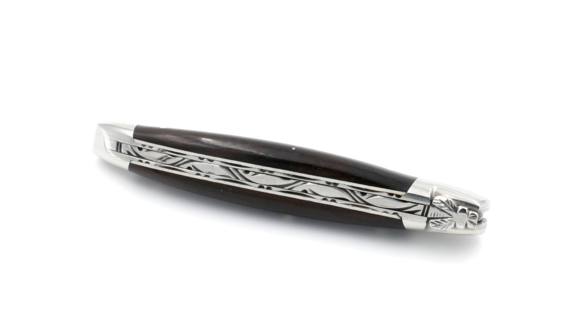 Laguiole en Aubrac Mozambique Ebenholz guillochiert poliert 12 cm