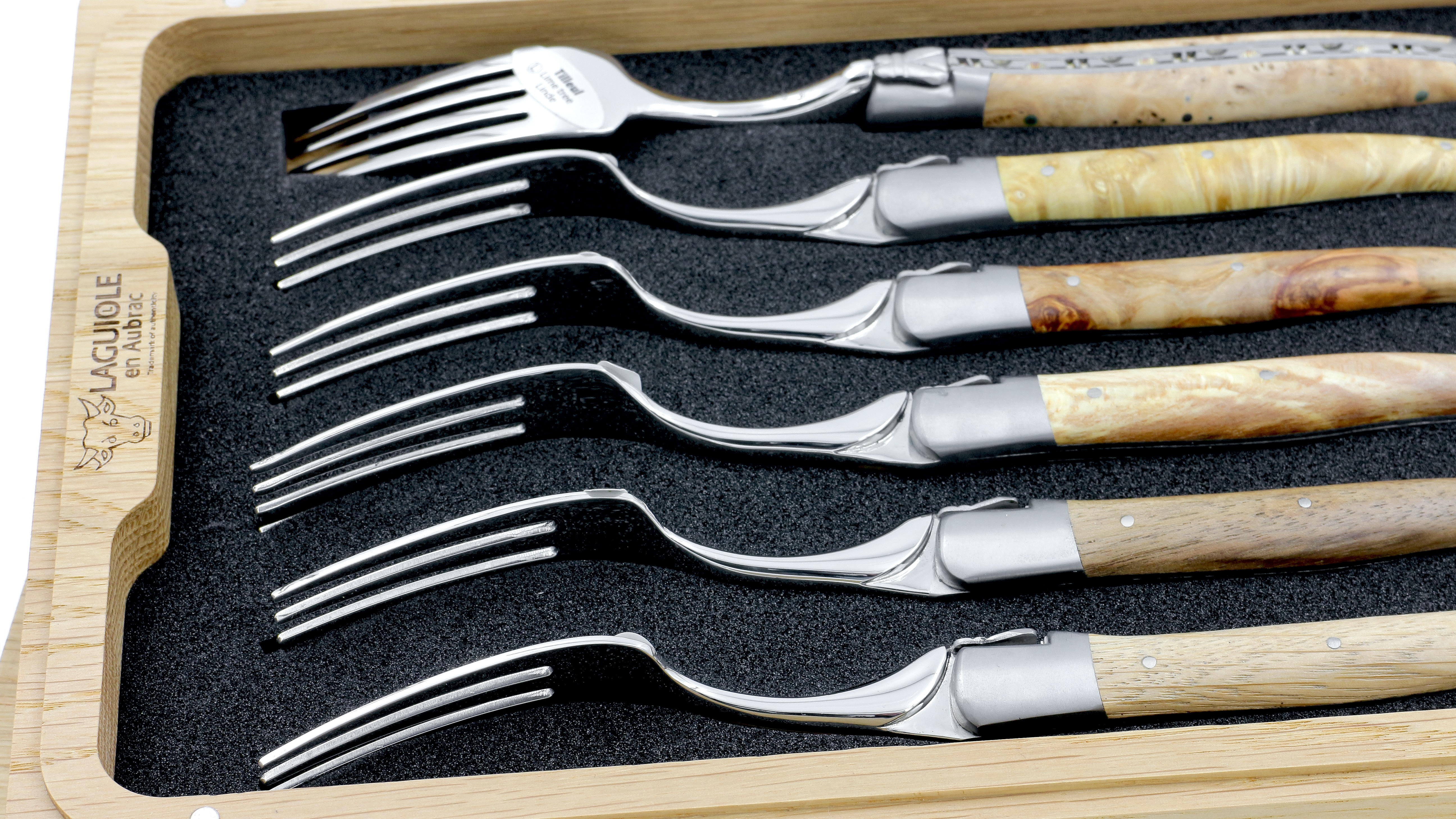 Laguiole en Aubrac europäische Hölzer Laguiole Steakgabel Set 6-teilig