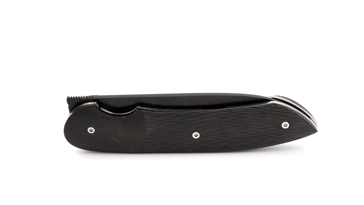 Benjamin Hée Liner-Lock knife FAT Carbon Achim Wirtz damascus 12 cm 