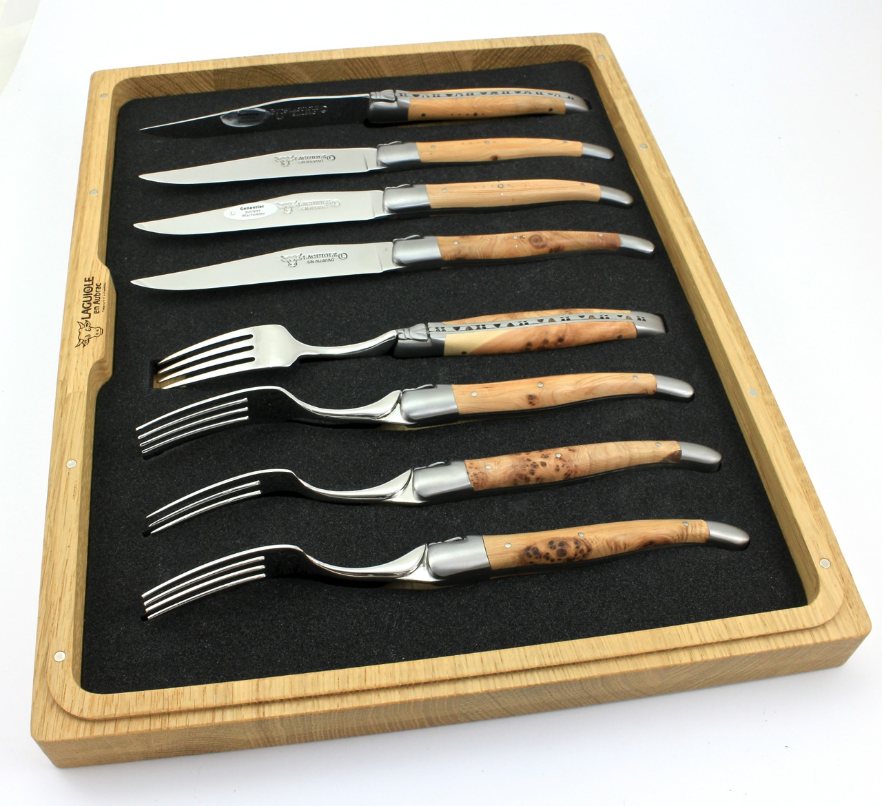 8er-Box-GEI Laguiole en Aubrac Laguiole Besteck Set Wacholder 8-teilig