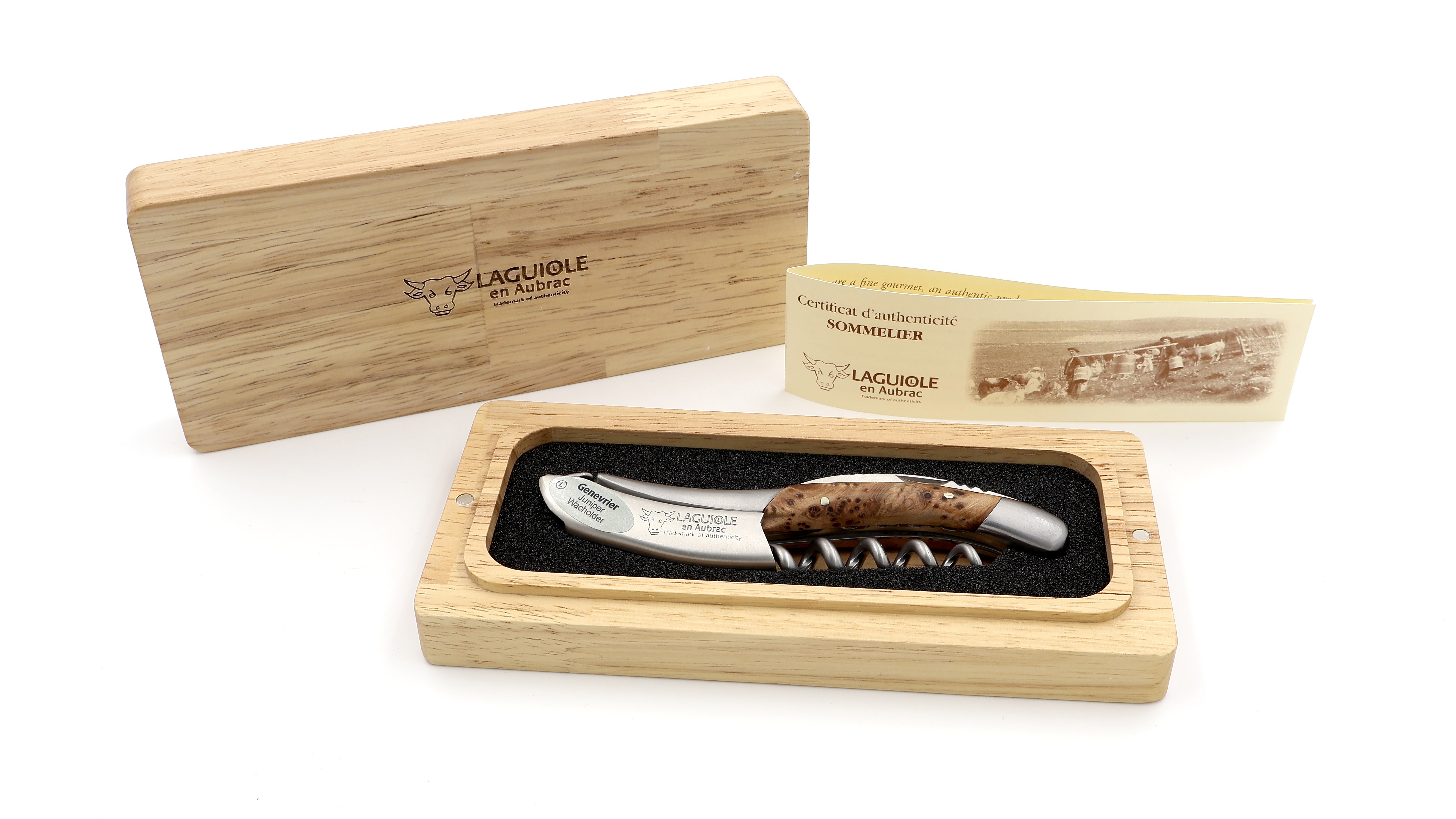 Laguiole en Aubrac Sommeliermesser guillochiert Wacholder