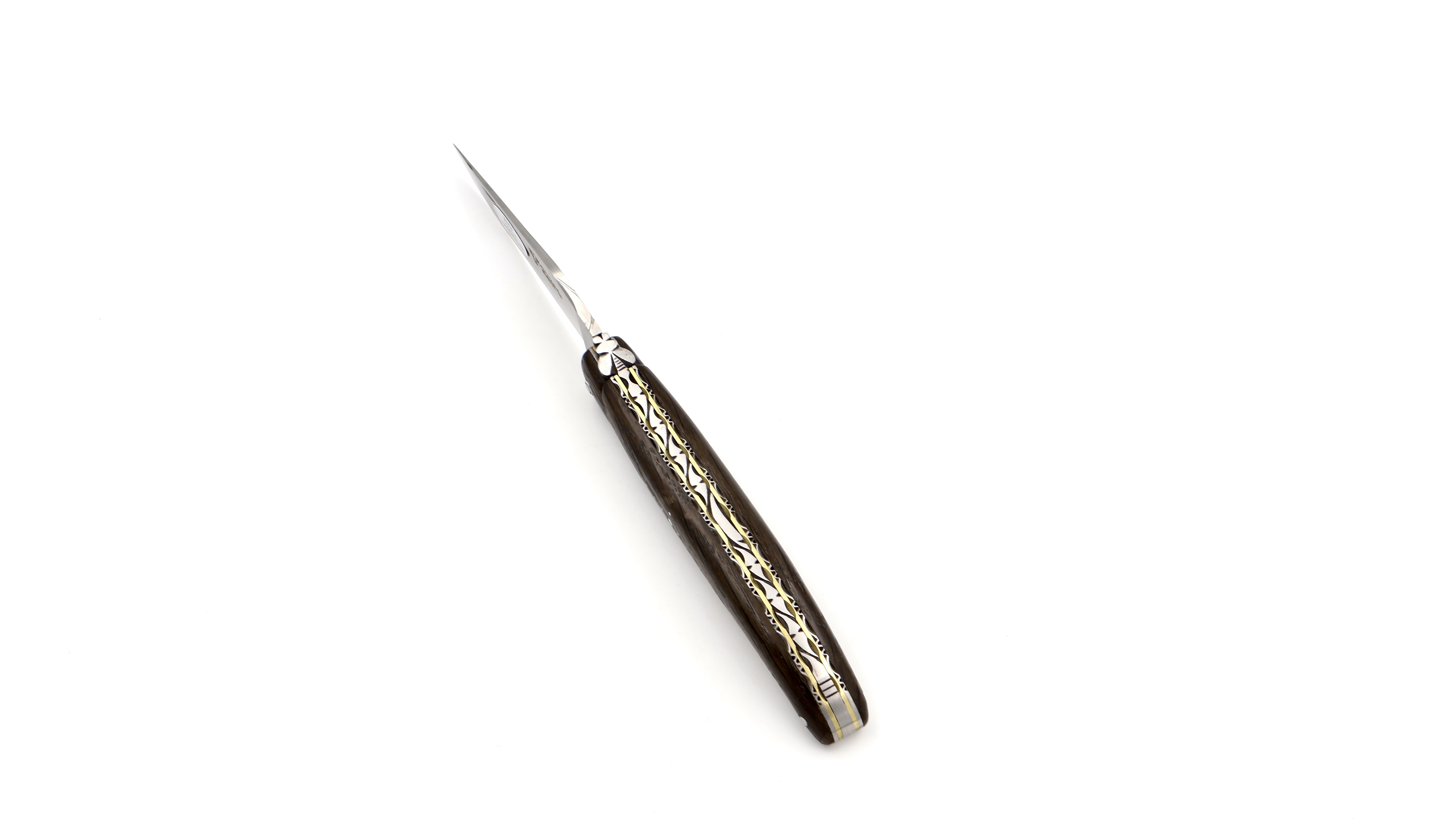 Laguiole en Aubrac Mooreiche massiver Griff Doppelplatine Messingplatine 12 cm 