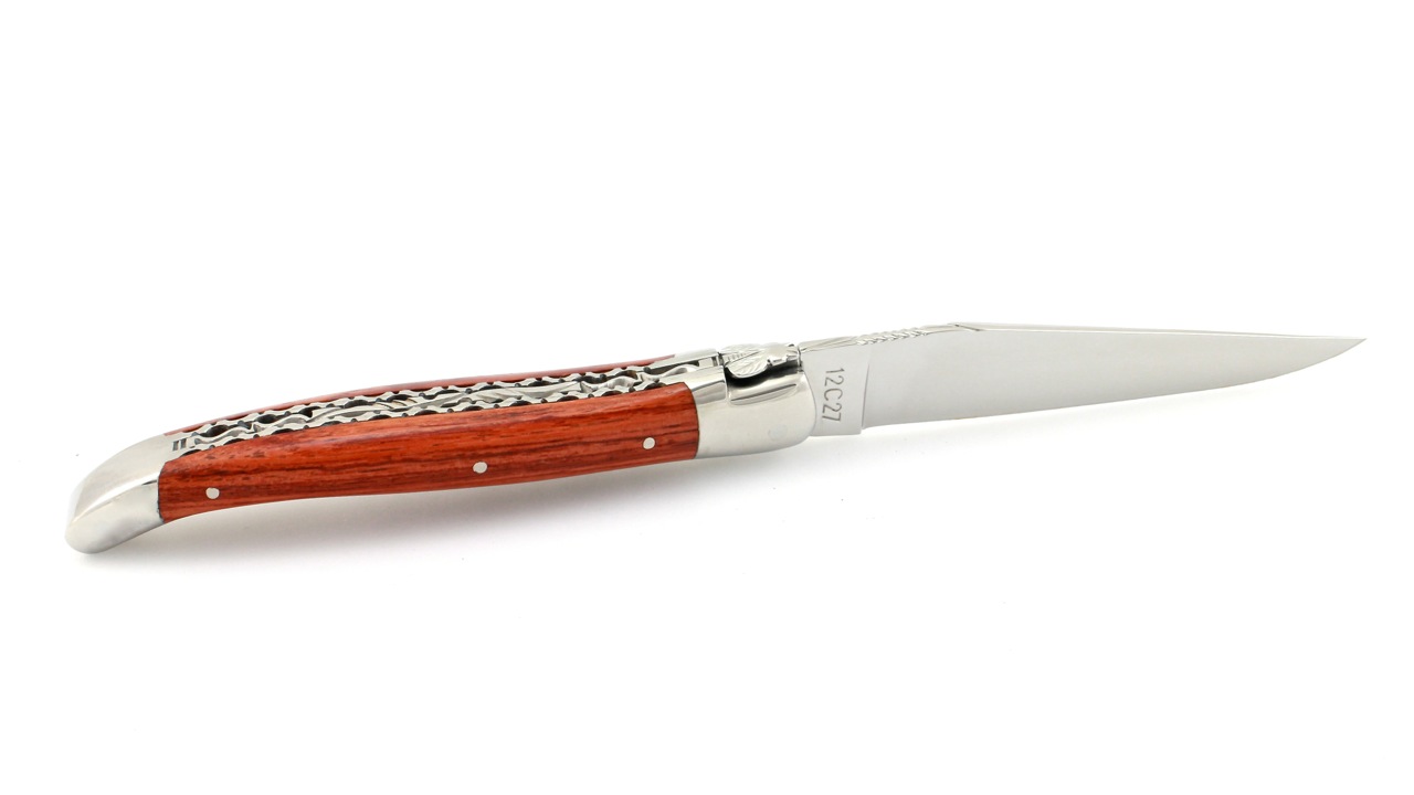 Laguiole en Aubrac Rosenholz poliert Doppelplatine 12 cm