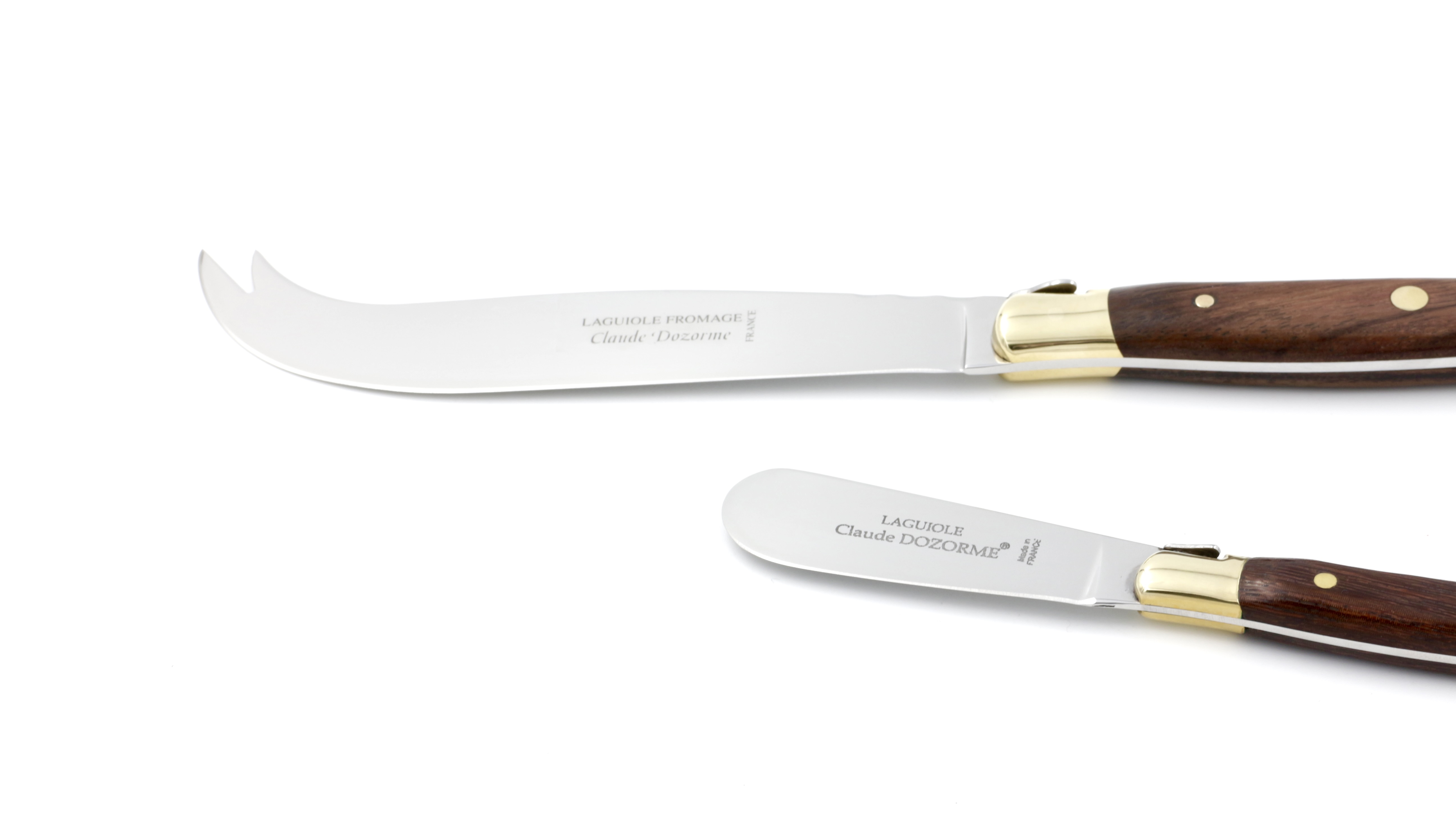 3FE67239-833C-41DE-BDFA-67ADCEF80C4D_1_201_a Claude DOZORME Laguiole cheese knife and butterknife vallerina brass bolster