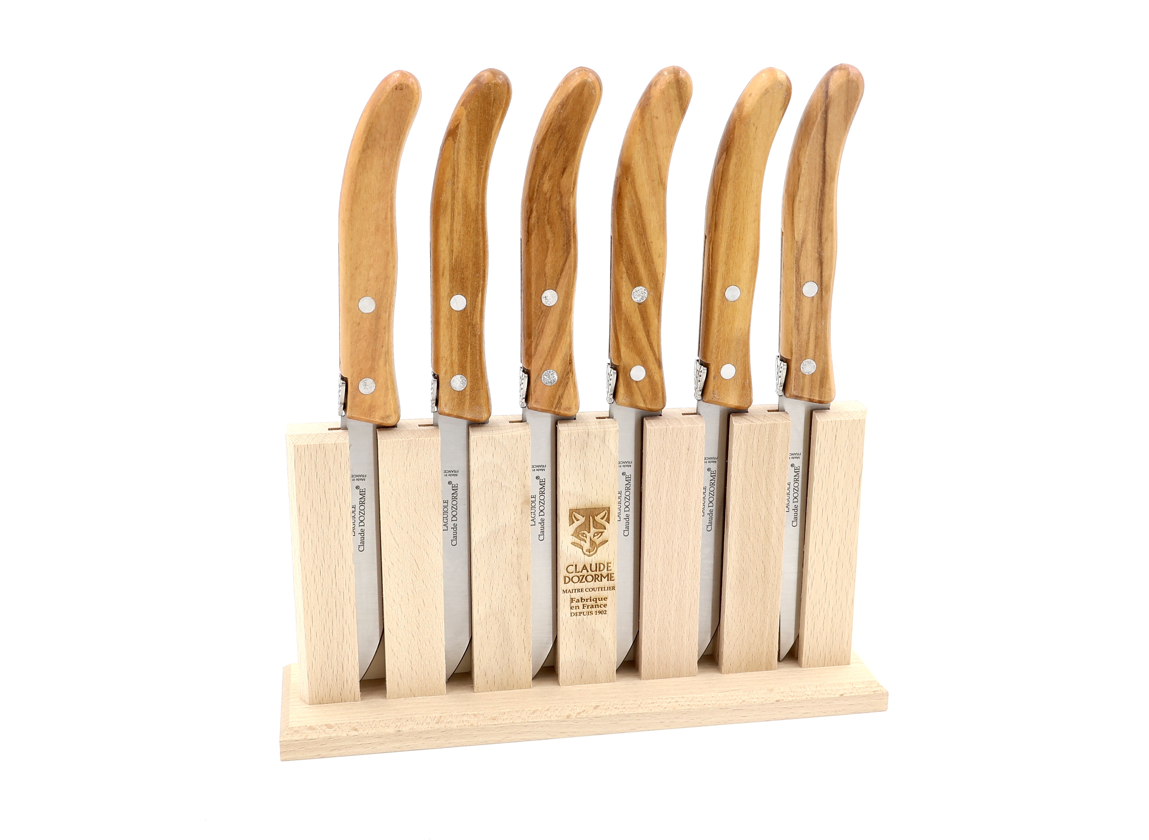 Claude DOZORME Piano Laguiole Steakmesser Set 6-tlg. Olive