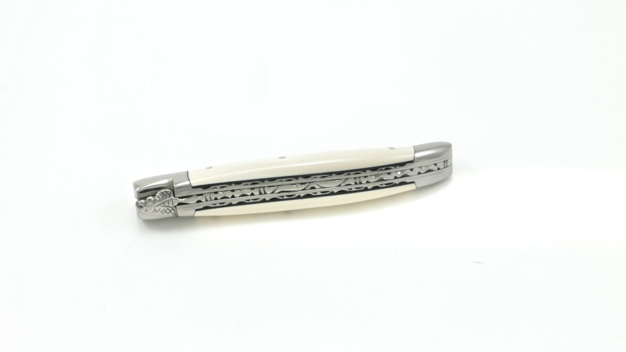 Laguiole en Aubrac Brut de Forge Mammutelfenbein Doppelplatine 12 cm