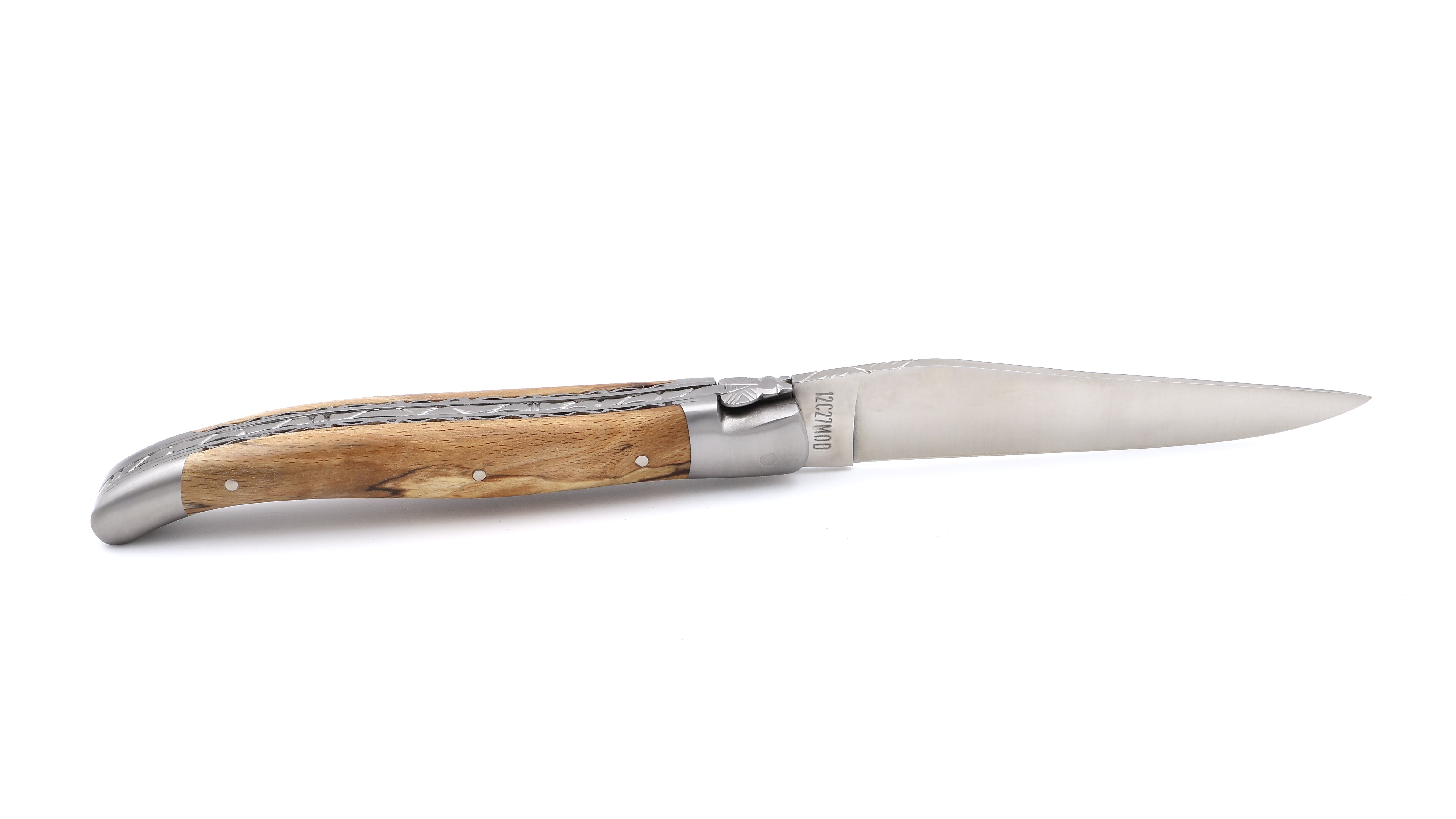 Laguiole en Aubrac doubleplate knife Aubrac beech wood 12 cm