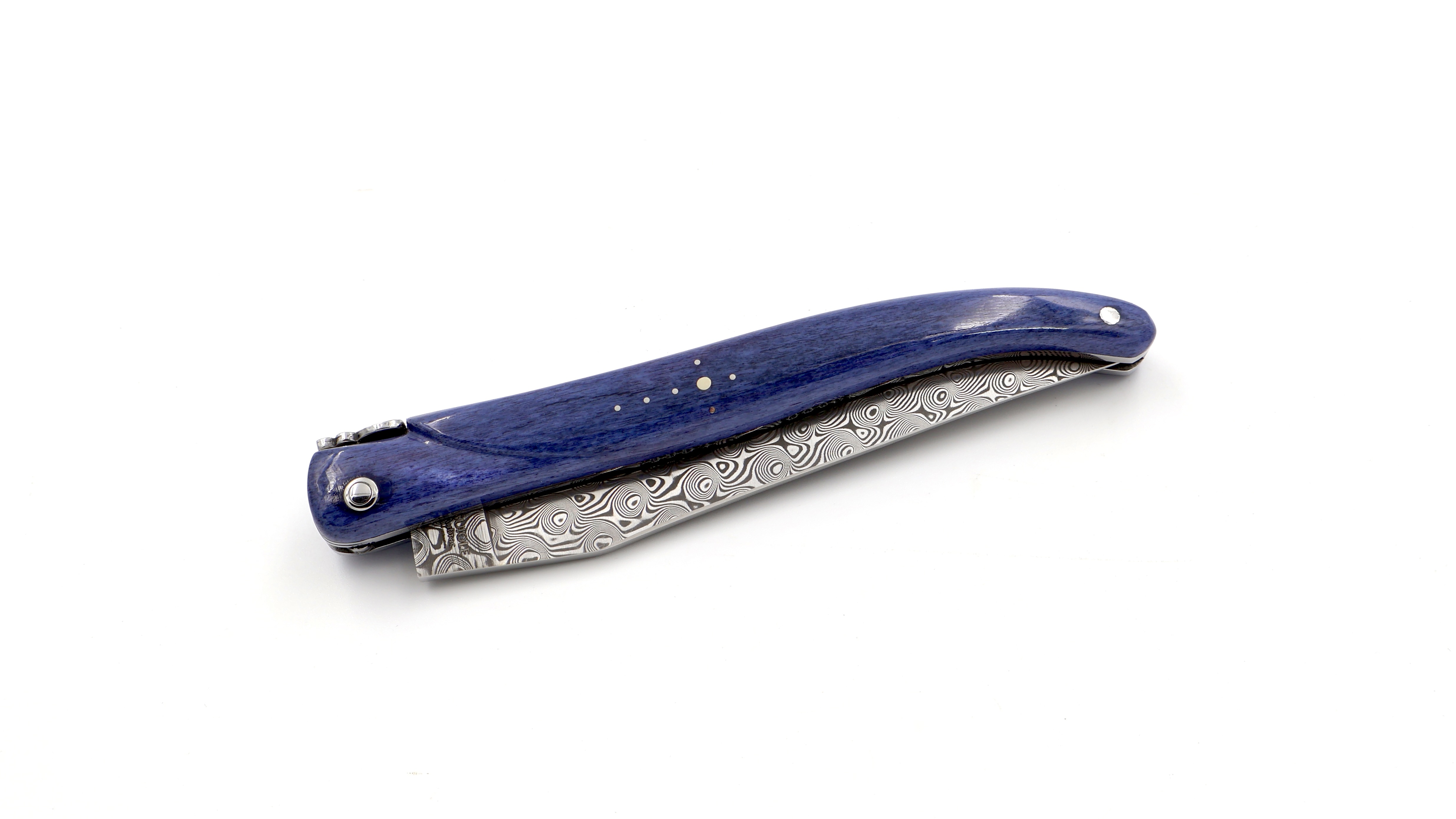 Laguiole en Aubrac damascus camel bone full handle with double plates 12 cm shiny