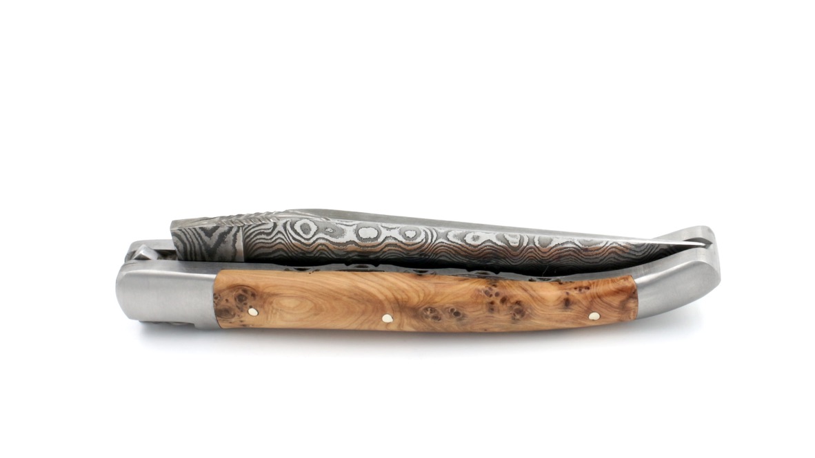 Laguiole en Aubrac Damast Wacholder Doppelplatine 12 cm