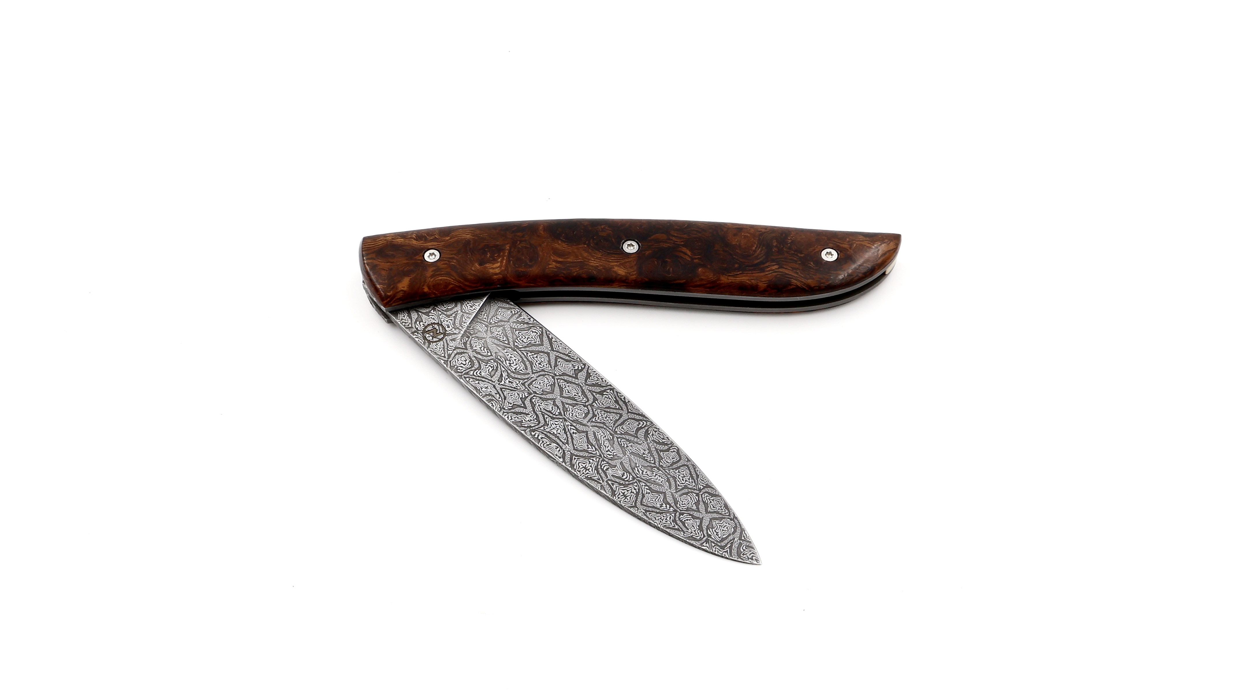 Atelier NÉVÉ Tim Bernard macassar ebony and mother of pearl with mosaik damascus blade 