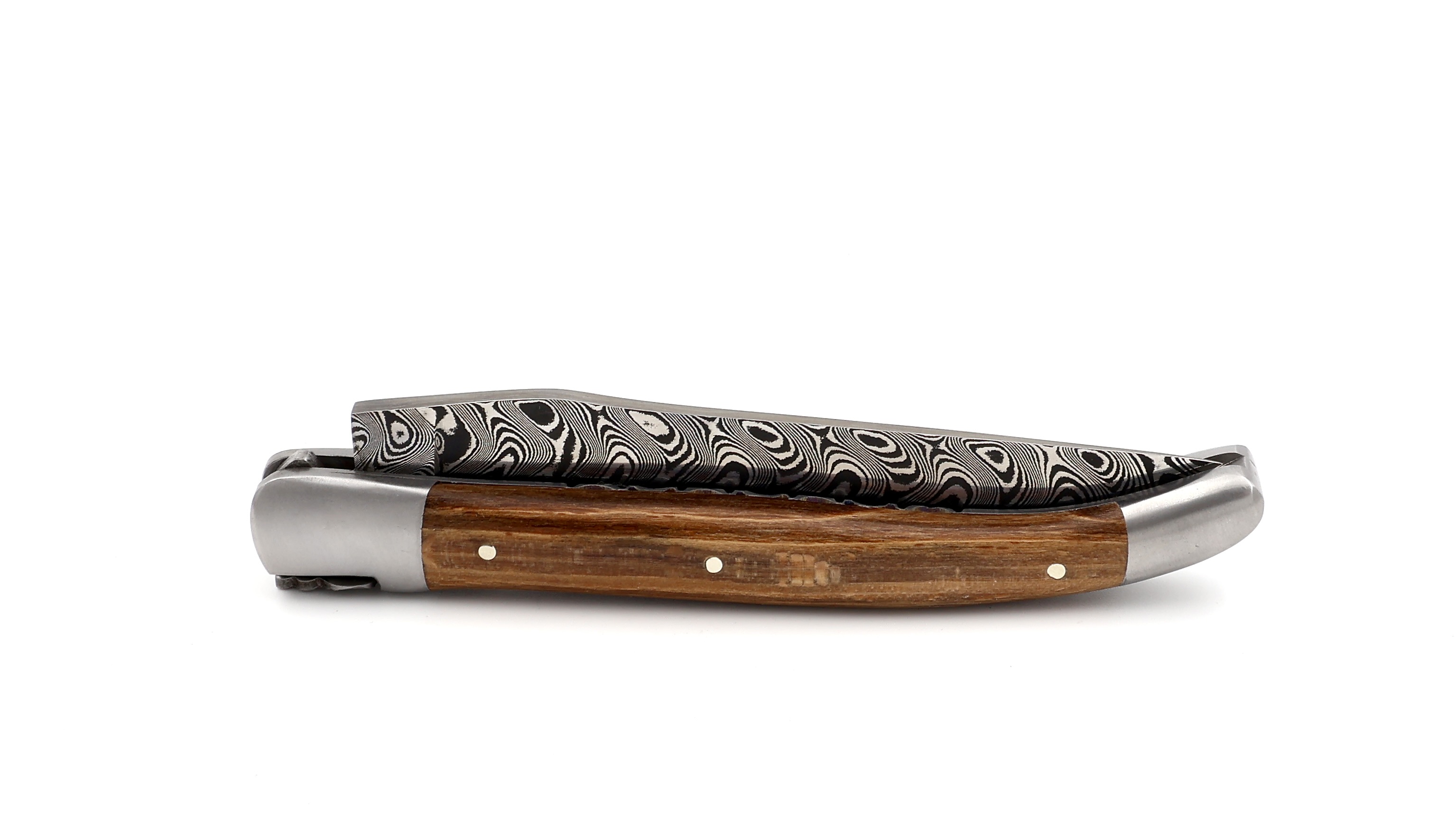 Laguiole en Aubrac DSC® Carbon damascus Aubrac beech chiseled plates 12 cm