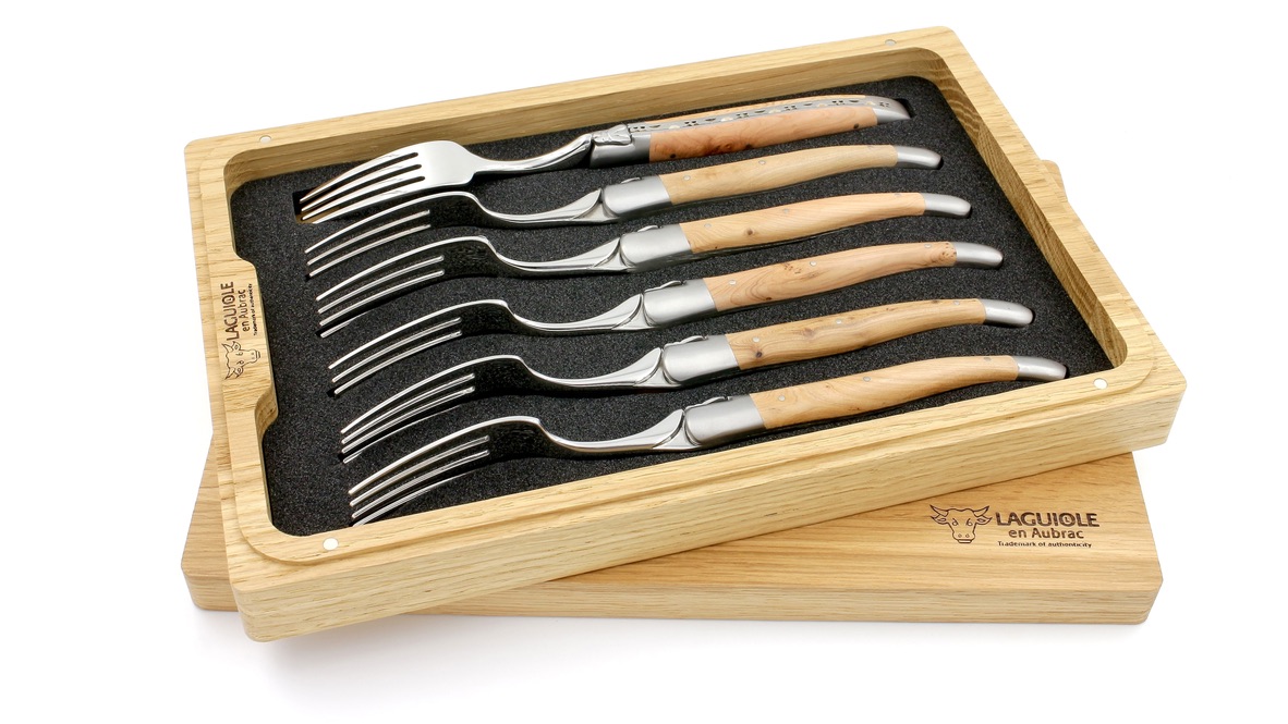 Laguiole en Aubrac Wacholder Laguiole Steakgabel Set