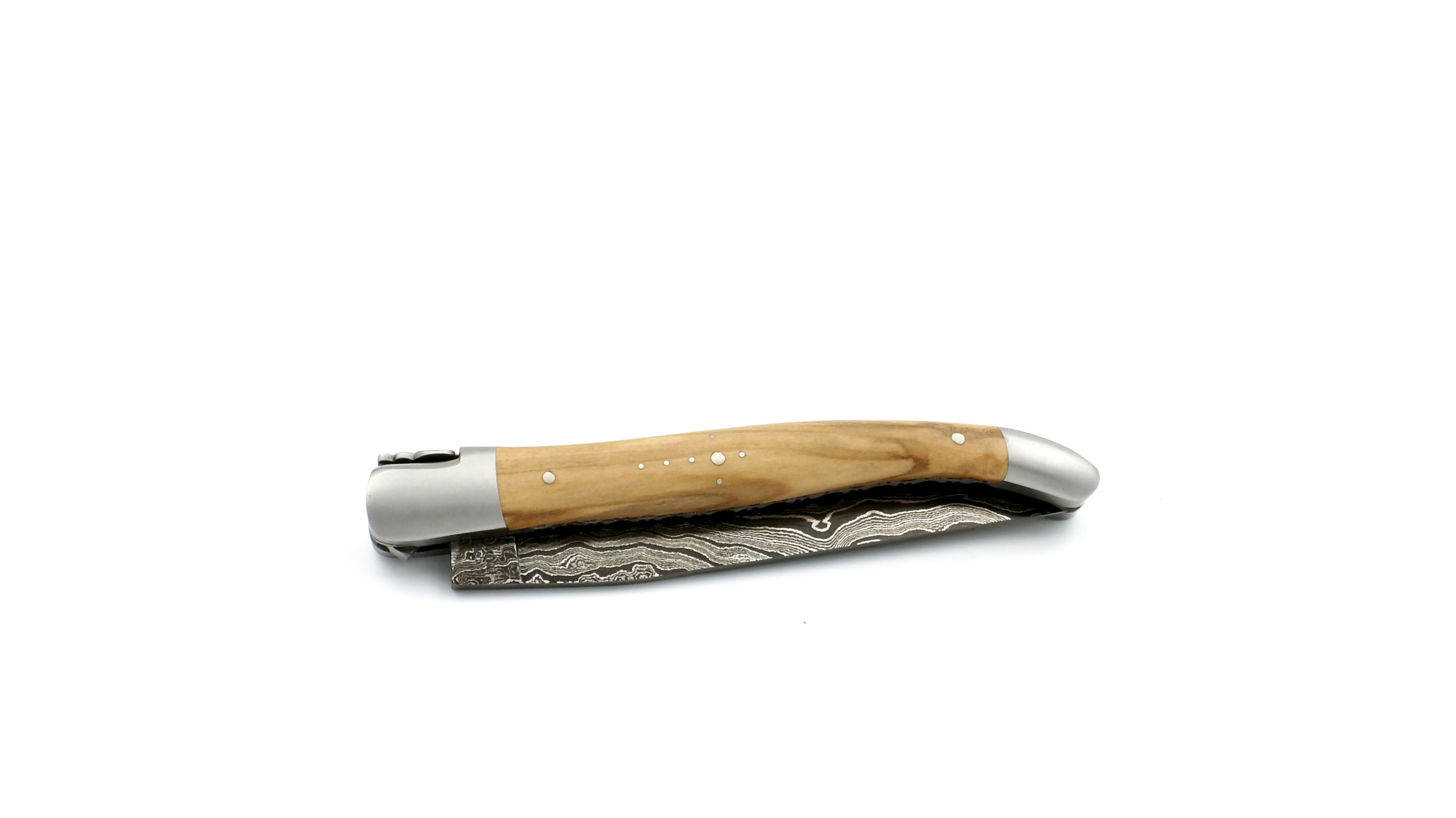 Laguiole en Aubrac Damast Olive Doppelplatine 12 cm