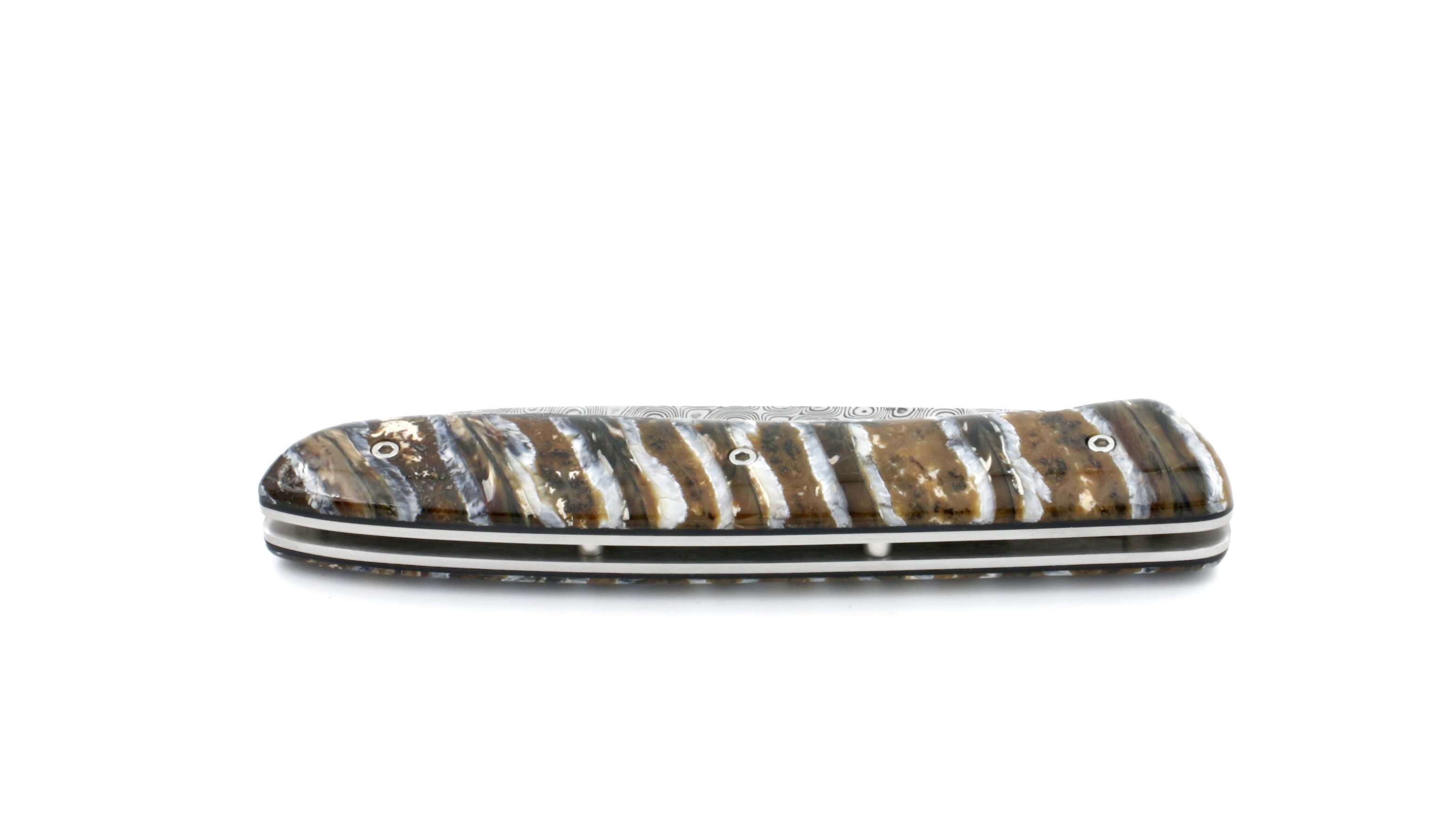 Perceval L08 brown mammoth tusk damascus blade