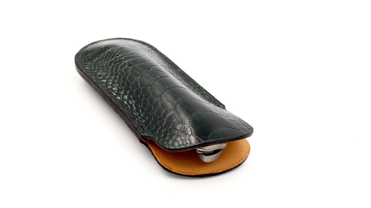 Atelier N°7 ostrichleg leather darkgreen 14,5 cm