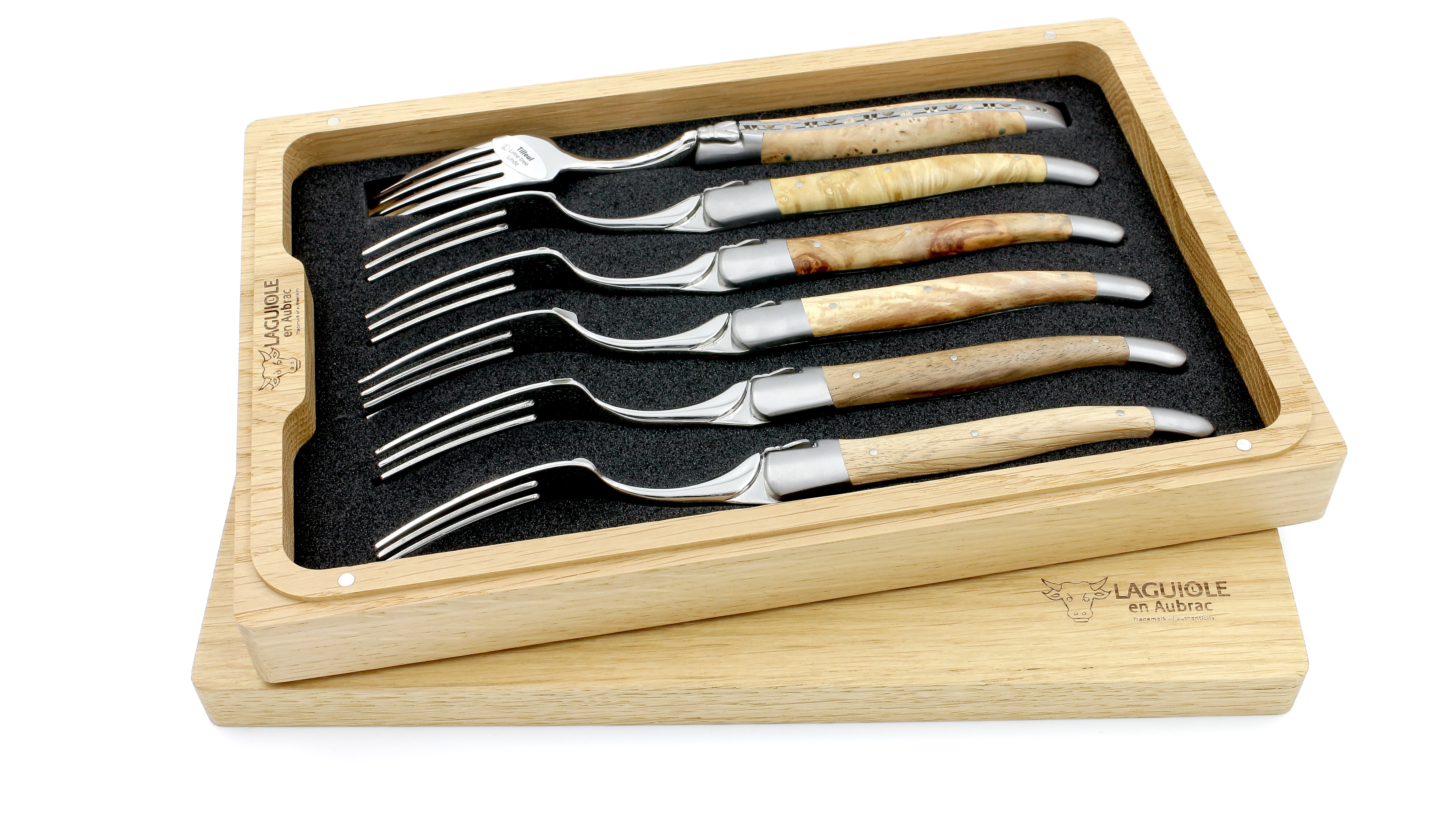 Laguiole en Aubrac europäische Hölzer Laguiole Steakgabel Set 6-teilig