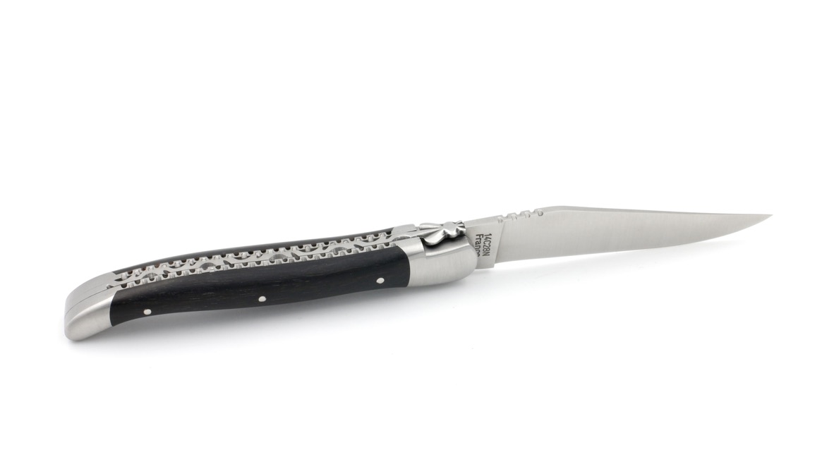 Honoré Durand Laguiole knife Prestige doubleplates Ebony 14C28 12 cm