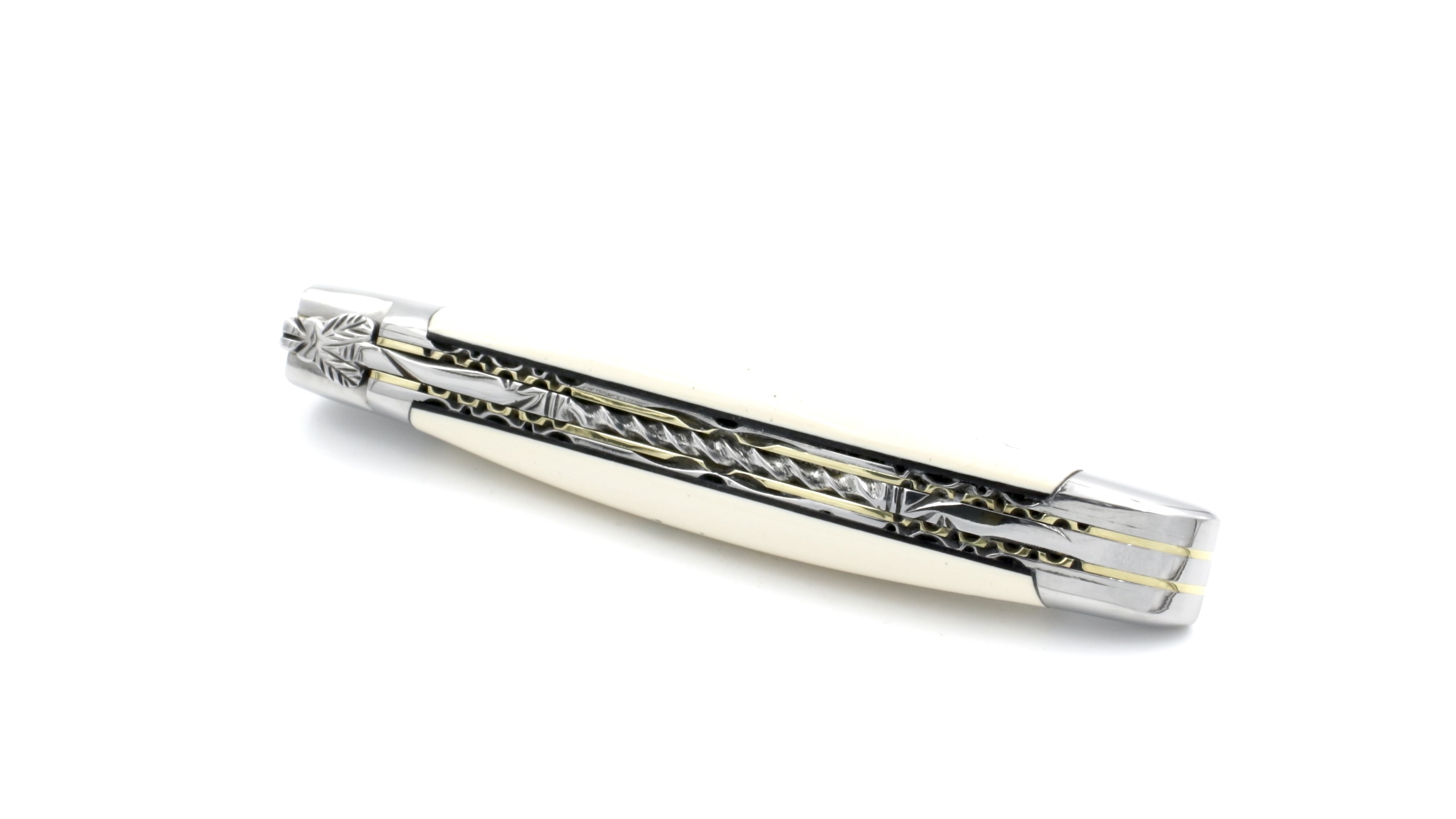 Laguiole en Aubrac Mammutelfenbein Messingplatine Doppelplatine 12 cm
