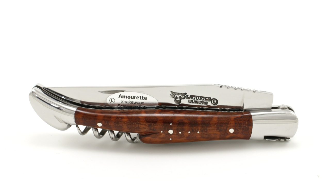 Laguiole en Aubrac Amourette/Schlangenholz guillochiert Korkenzieher 12 cm