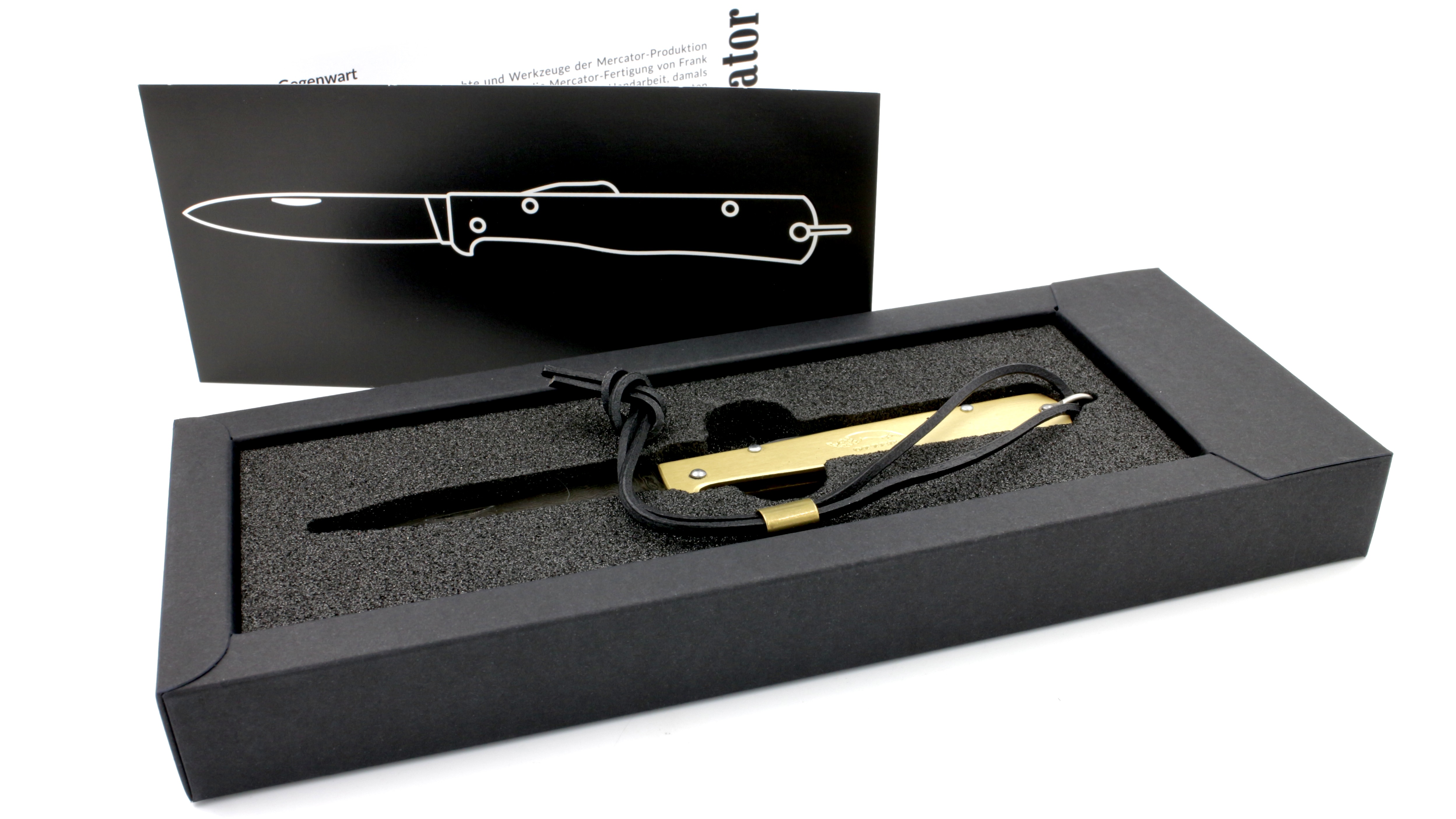 OTTER MERCATOR knife brass scales damascus blade