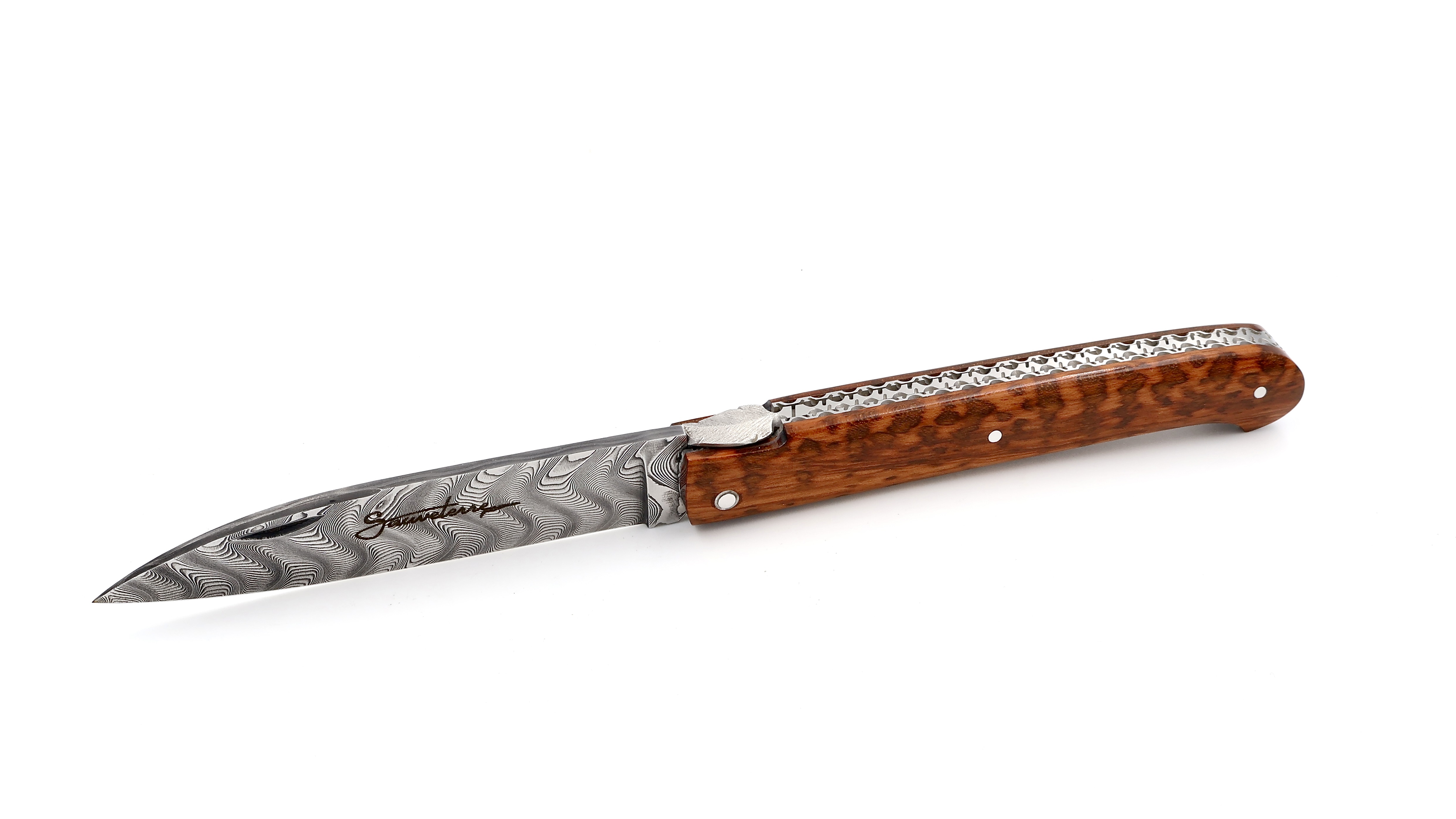 SAUVETERRE knife chiseled snakewood damascus blade 11 cm