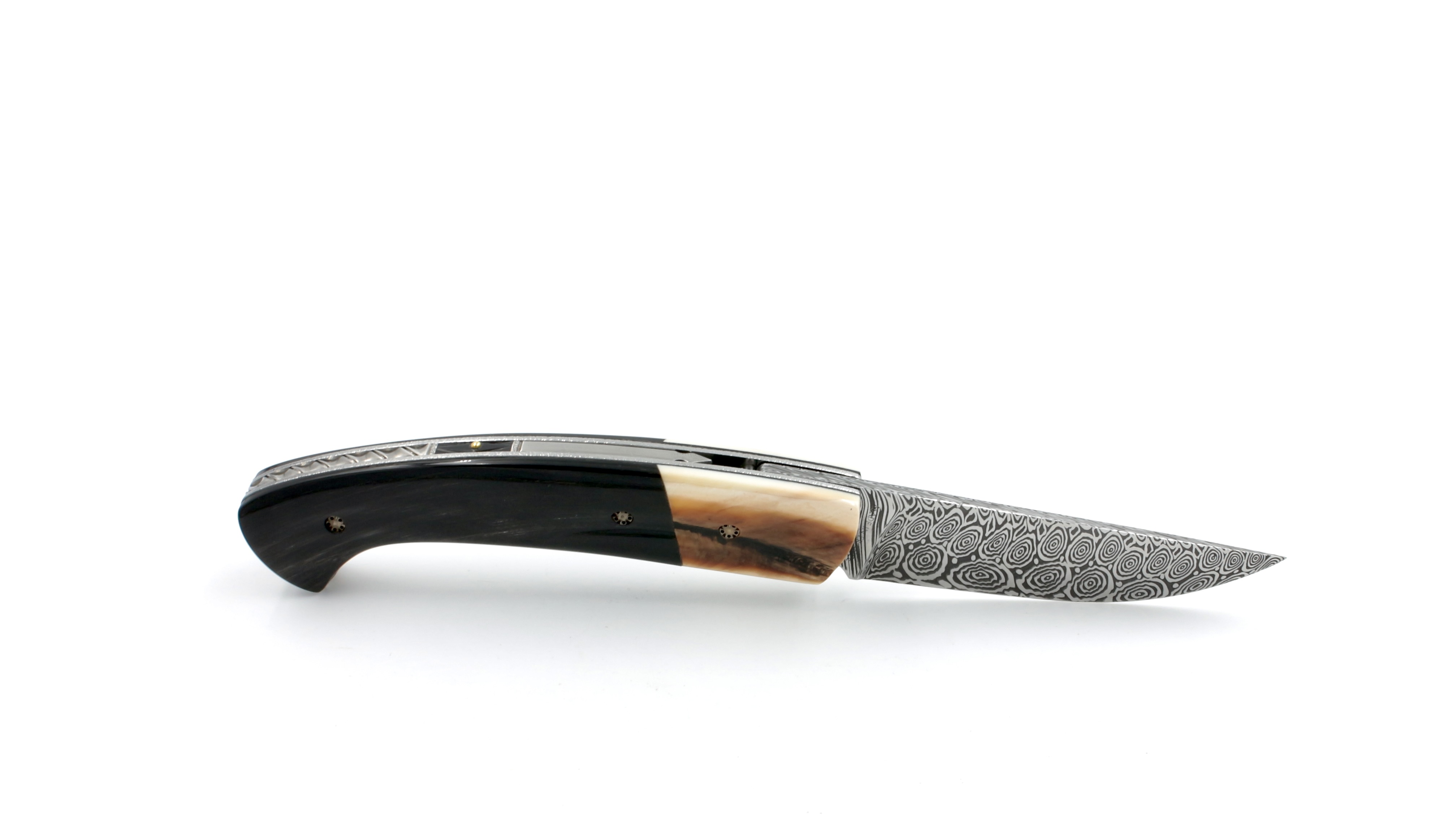 MANU LAPLACE 1515 MASAI buffalo horn/warthog ivory damascus blade