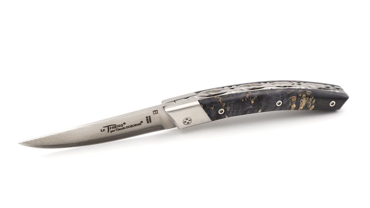 Claude DOZORME Thiers RLT maple burl VG10 damascus blade Claude DOZORME Thiers RLT maple burl VG10 damascus blade