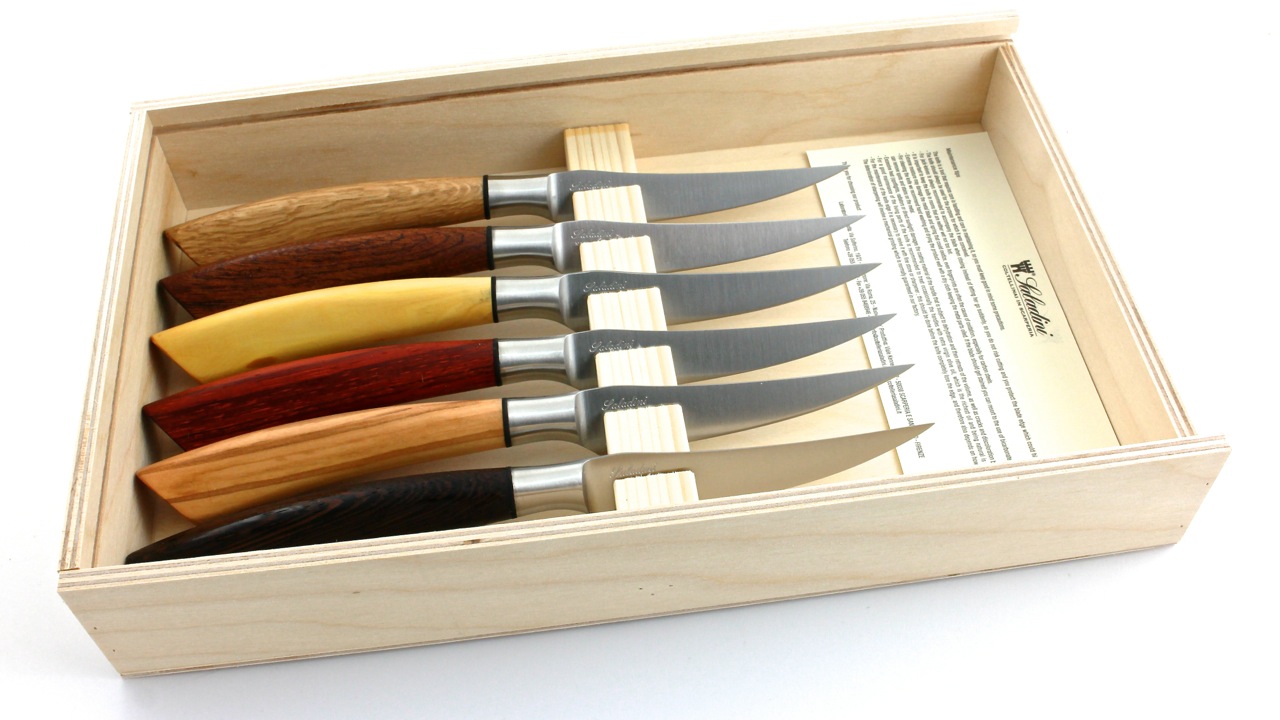 Saladini steakknives set of 6 mixed woods