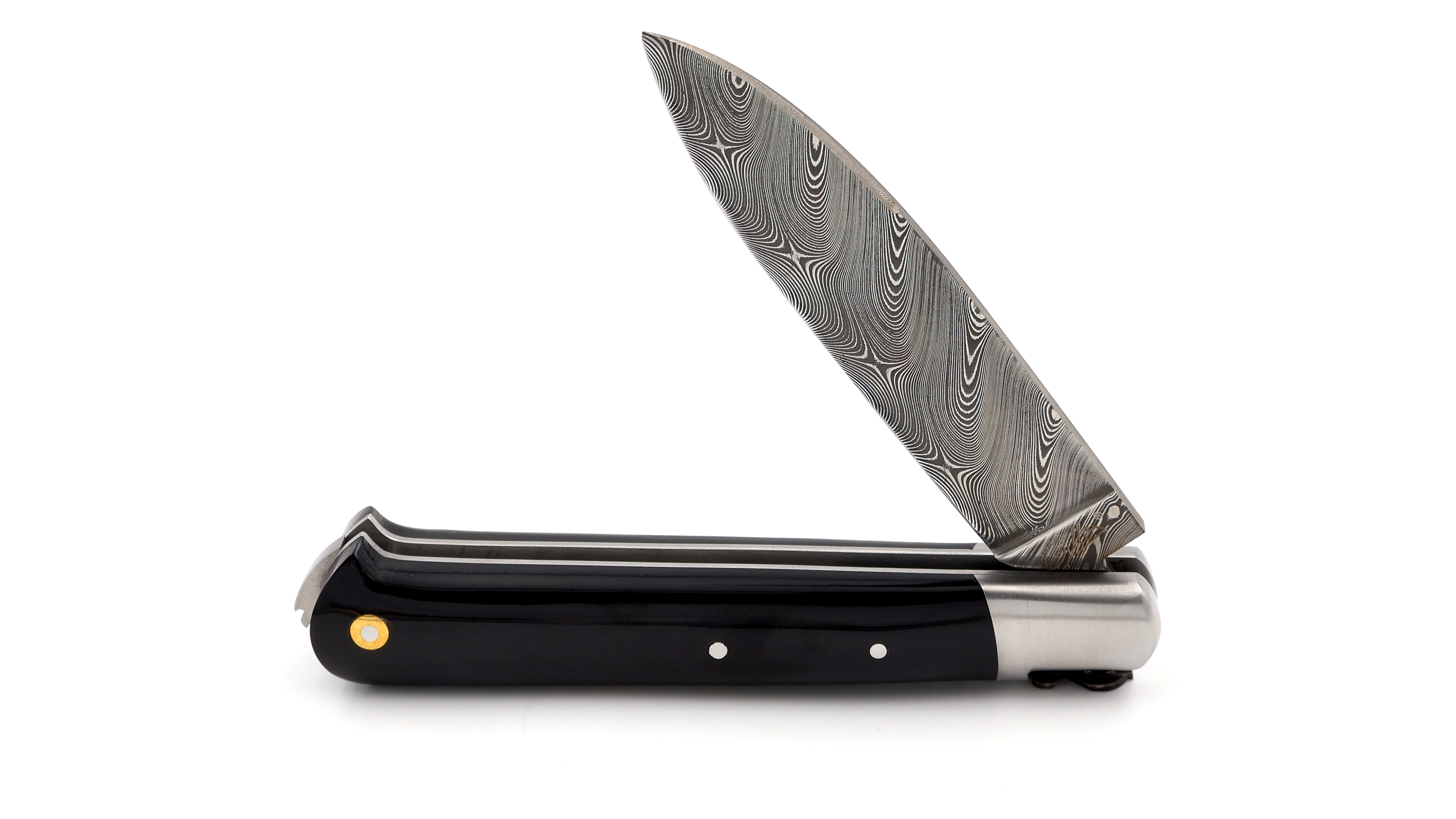 Fontenille Pataud 5 Coqs knife buffalo horn twisted damascus
