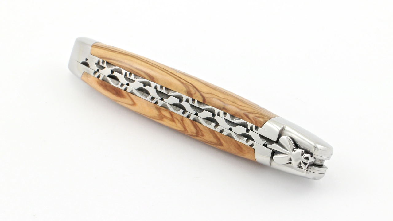 Durand-DP-OLI-poliert-14c28-2 Honoré Durand Laguiole knife Prestige doubleplates Olive wood shiny 14C28 12 cm