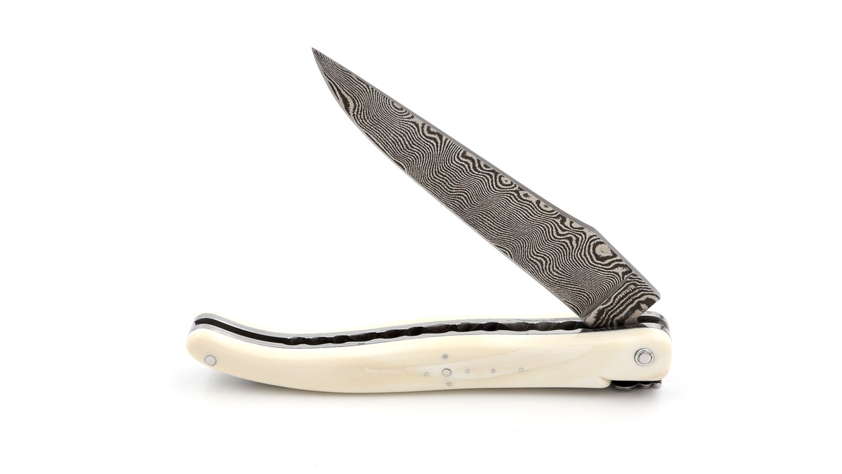 Laguiole en Aubrac DSC® Carbon Damast Wüsten-Warzenschwein massiv Doppelplatine 12 cm 