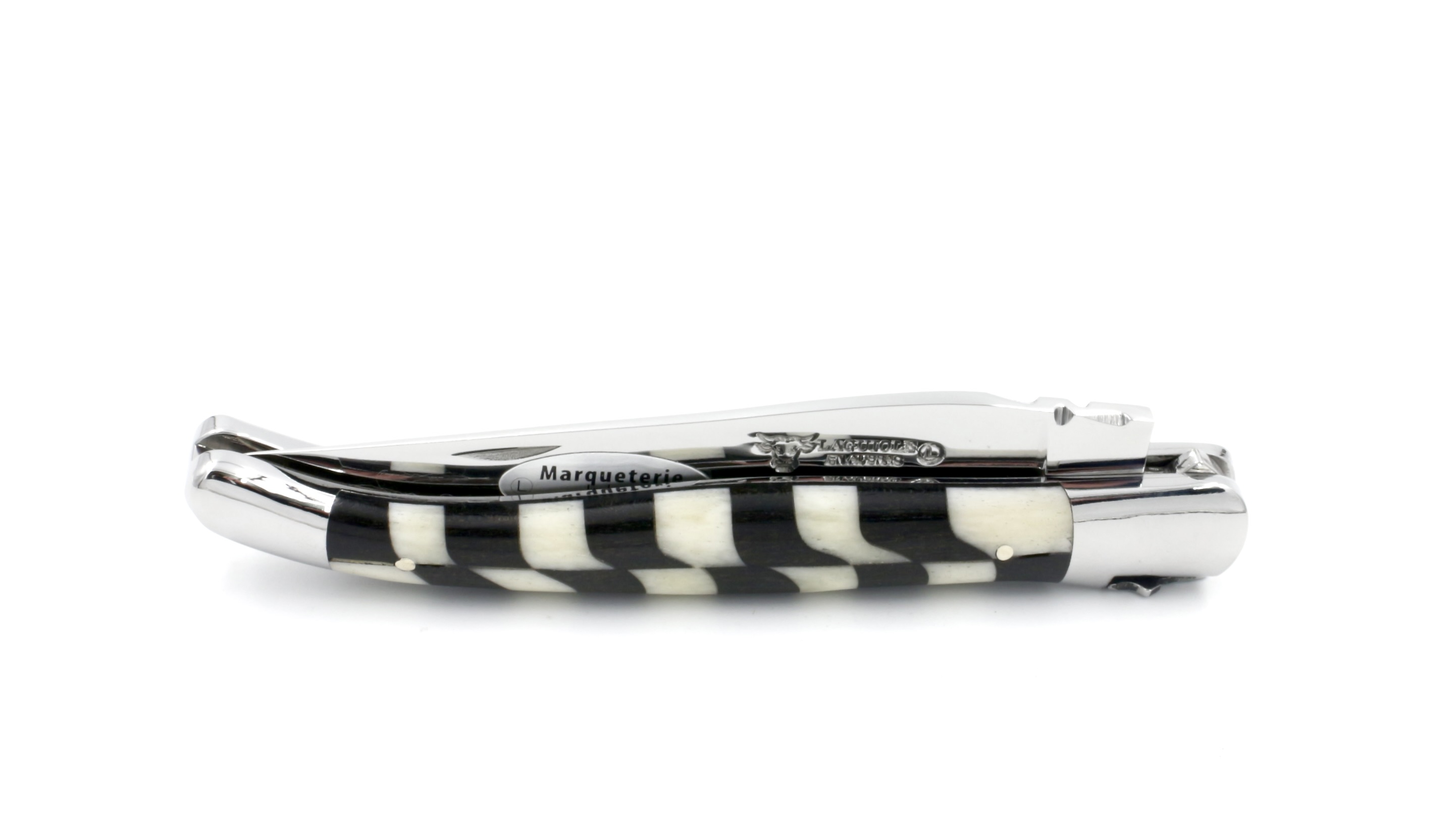 Laguiole en Aubrac freemason cow bone onto Ebony 12 cm