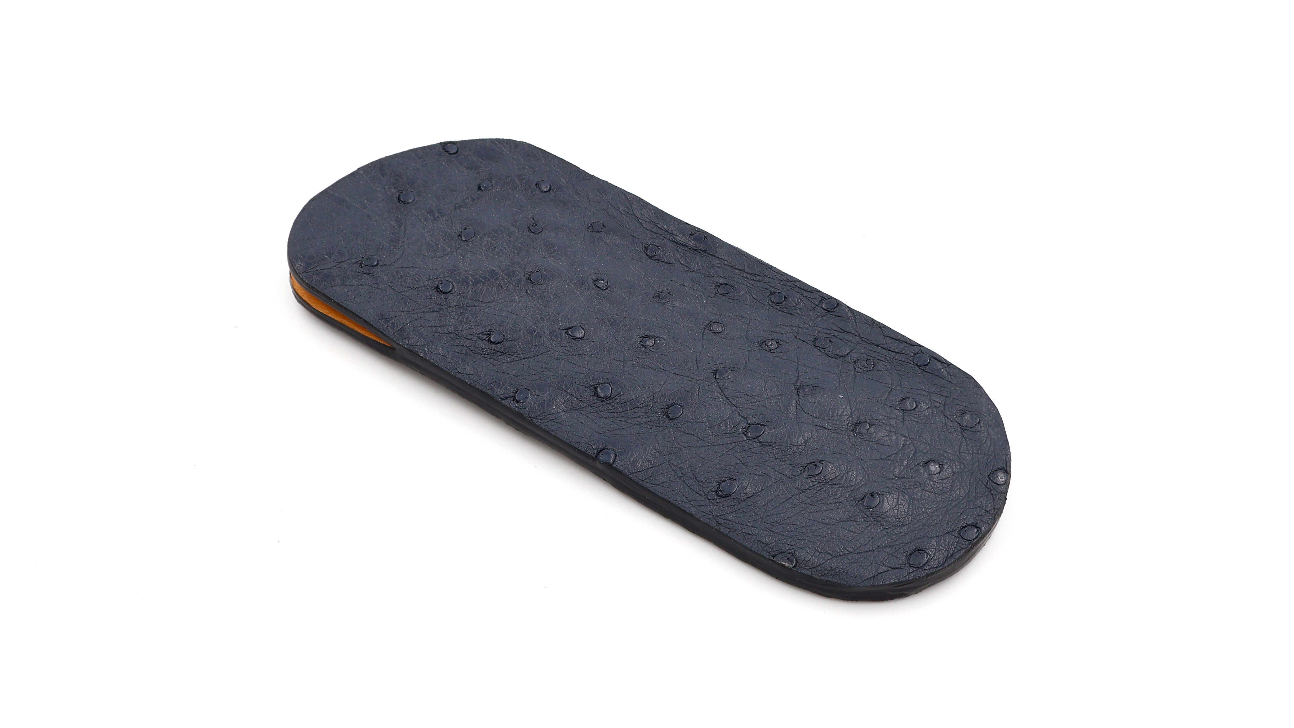 Atelier N°7 ostrich leather dark blue 14 cm