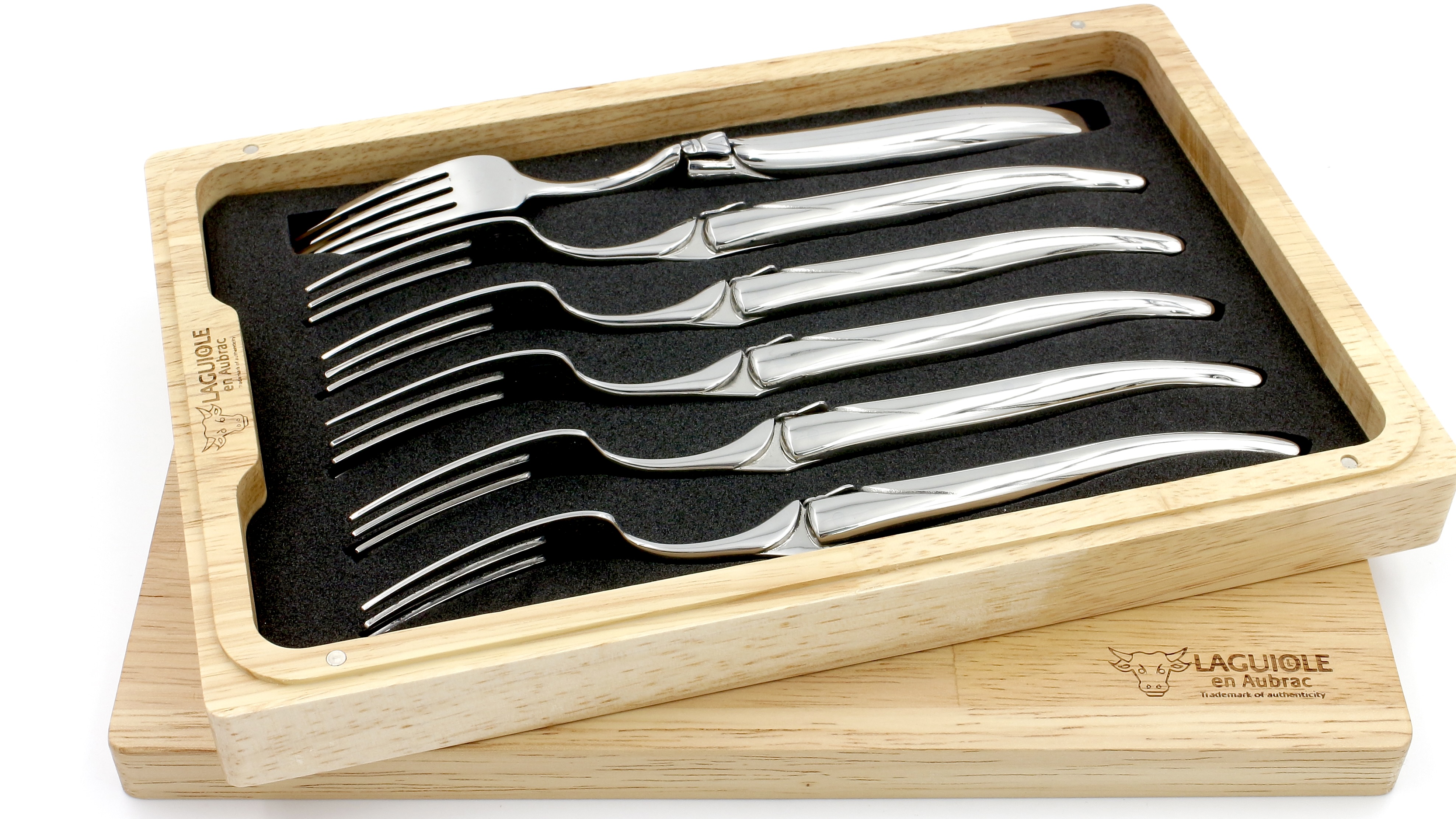 Laguiole en Aubrac Laguiole Steakgabel Set 6-teilig Edelstahl geschmiedet poliert