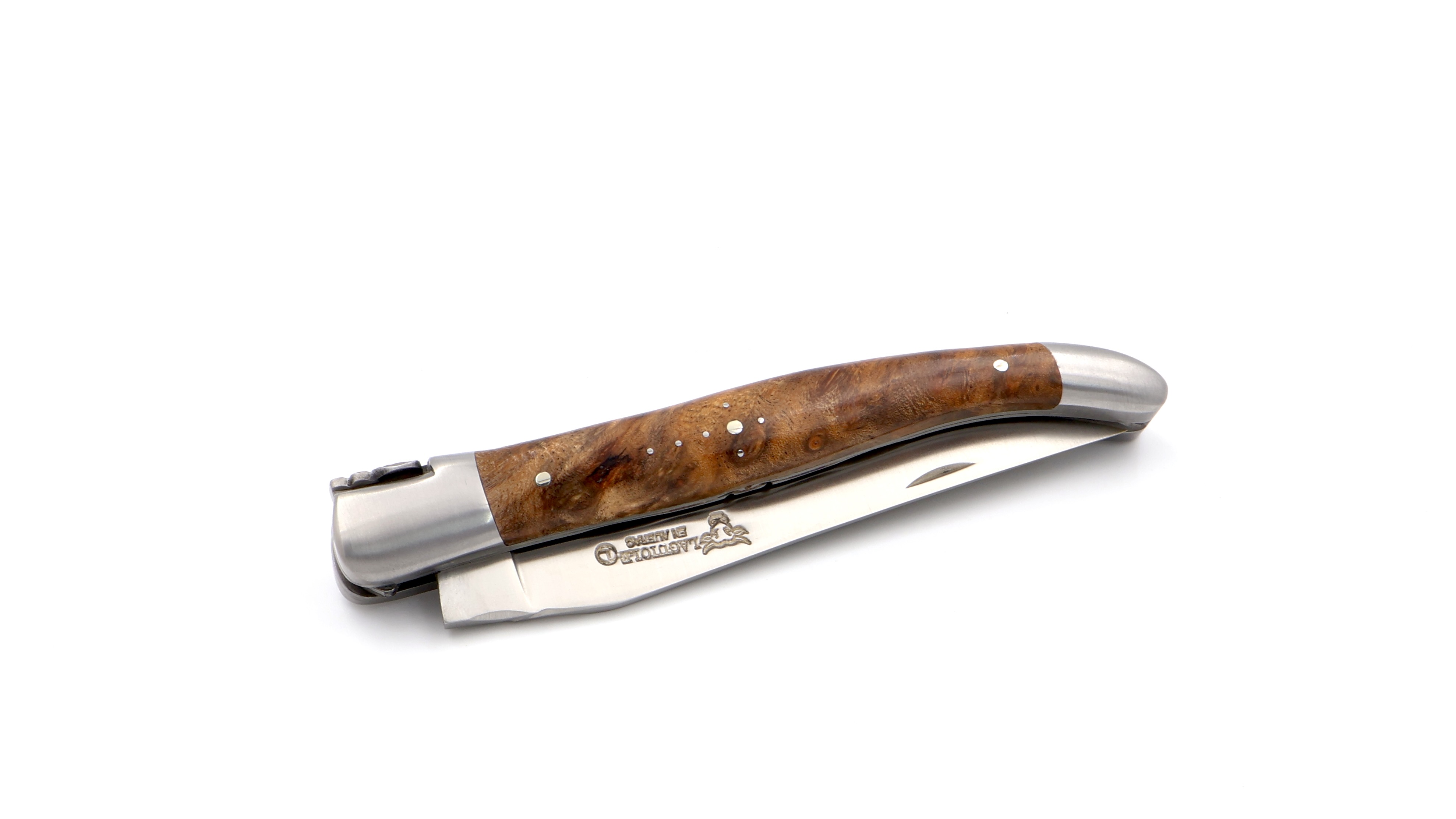 Laguiole en Aubrac doubleplate knife albizia wood 12 cm