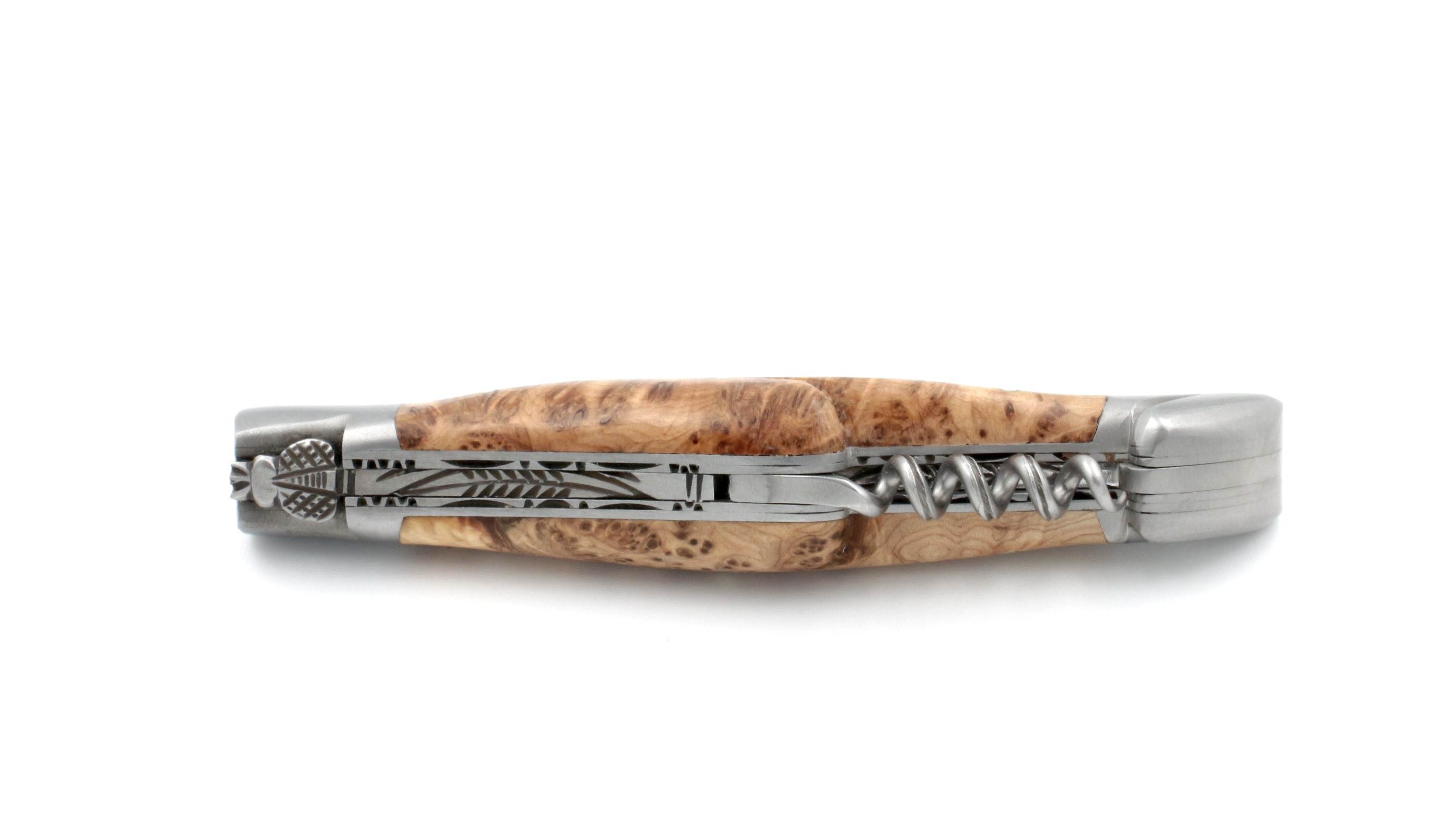 Laguiole en Aubrac double plate knife Brut de Forge Juniper with corkscrew 12 cm Laguiole en Aubrac double plate knife Brut de Forge Juniper with corkscrew 12 cm